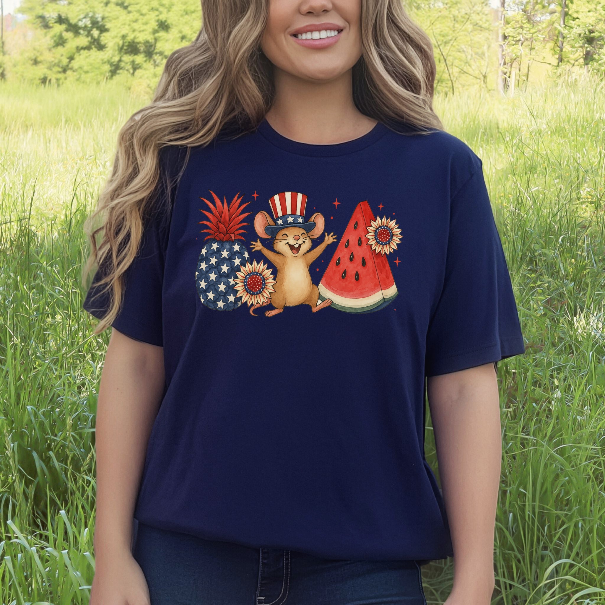 Patriotic Mouse & Fruit 4th of July T-Shirt