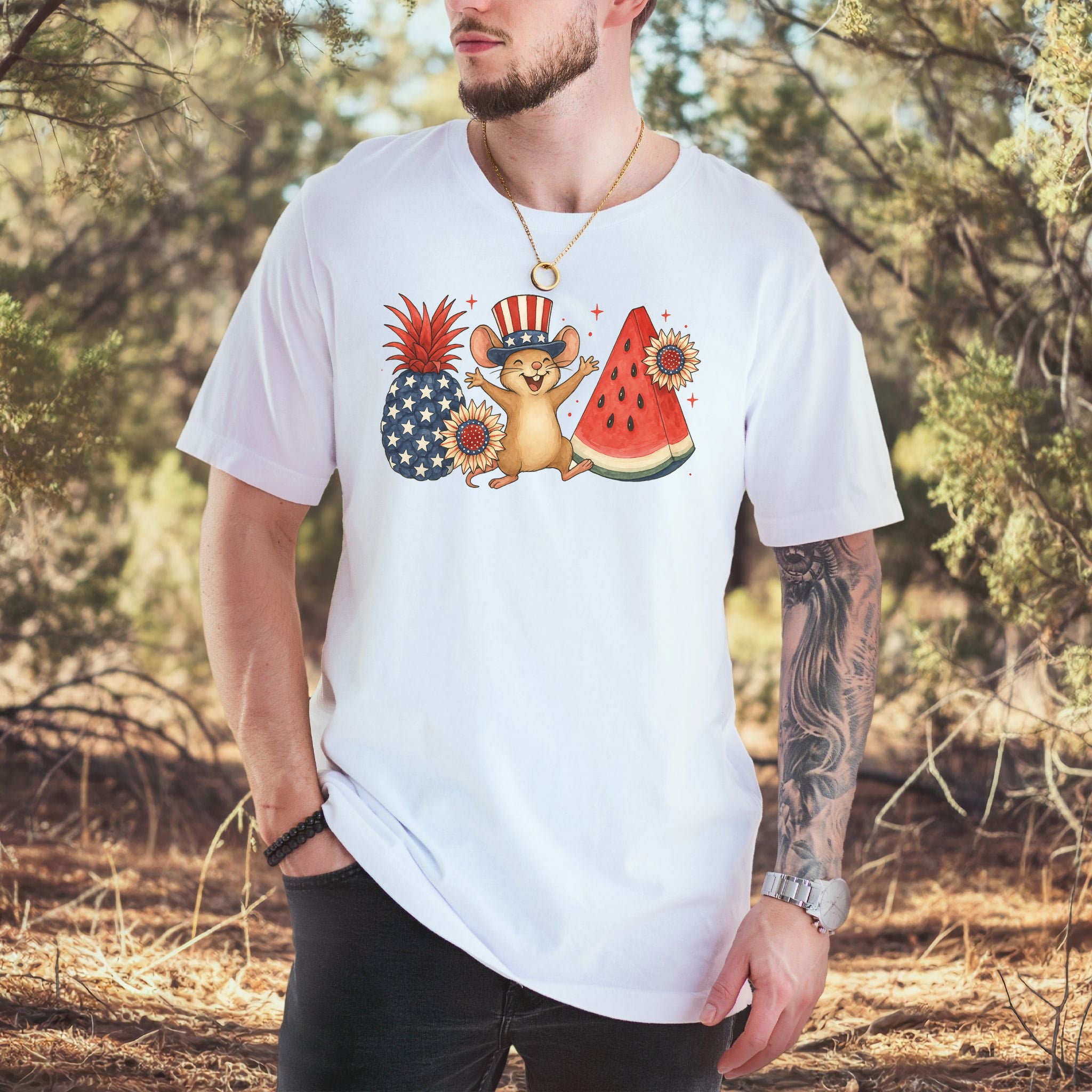 Patriotic Mouse & Fruit 4th of July T-Shirt