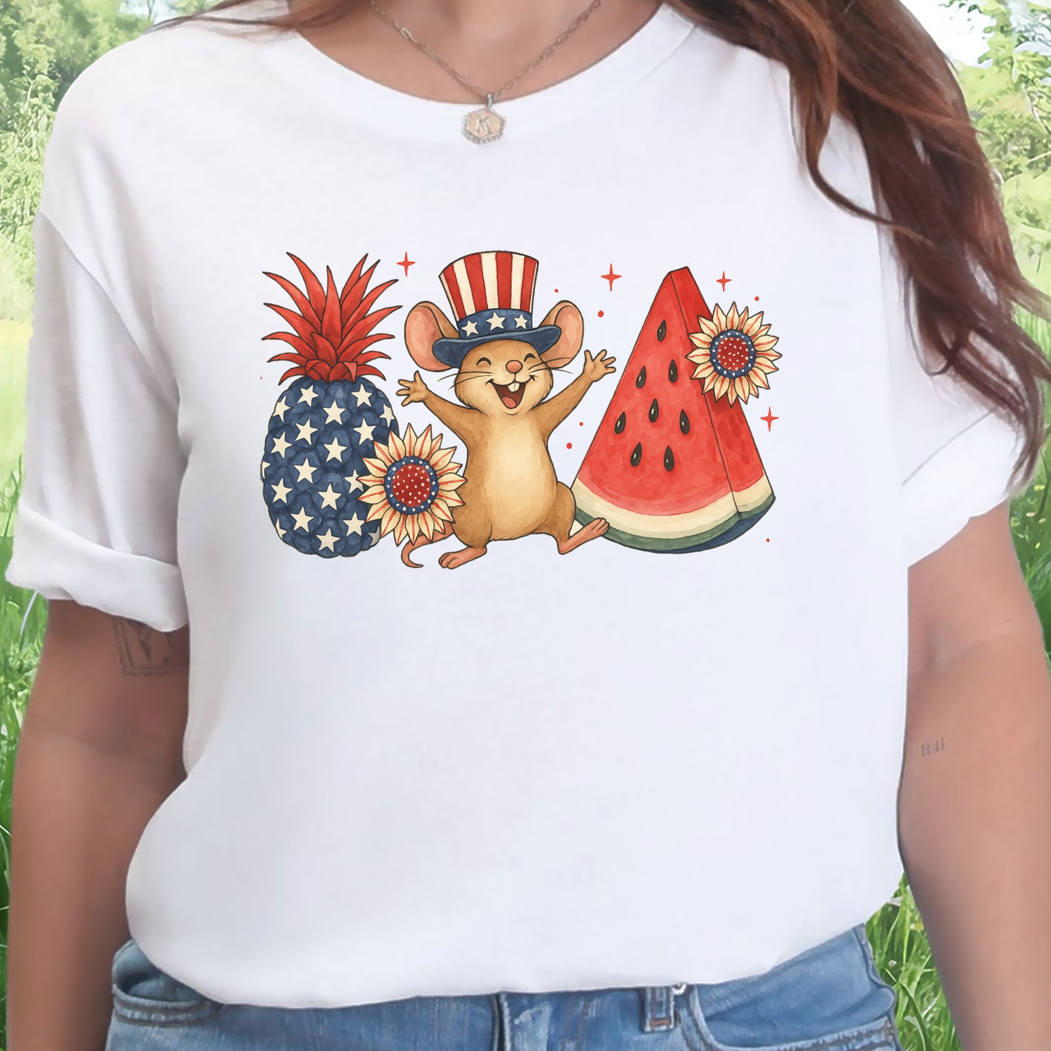 Patriotic Mouse & Fruit 4th of July T-Shirt