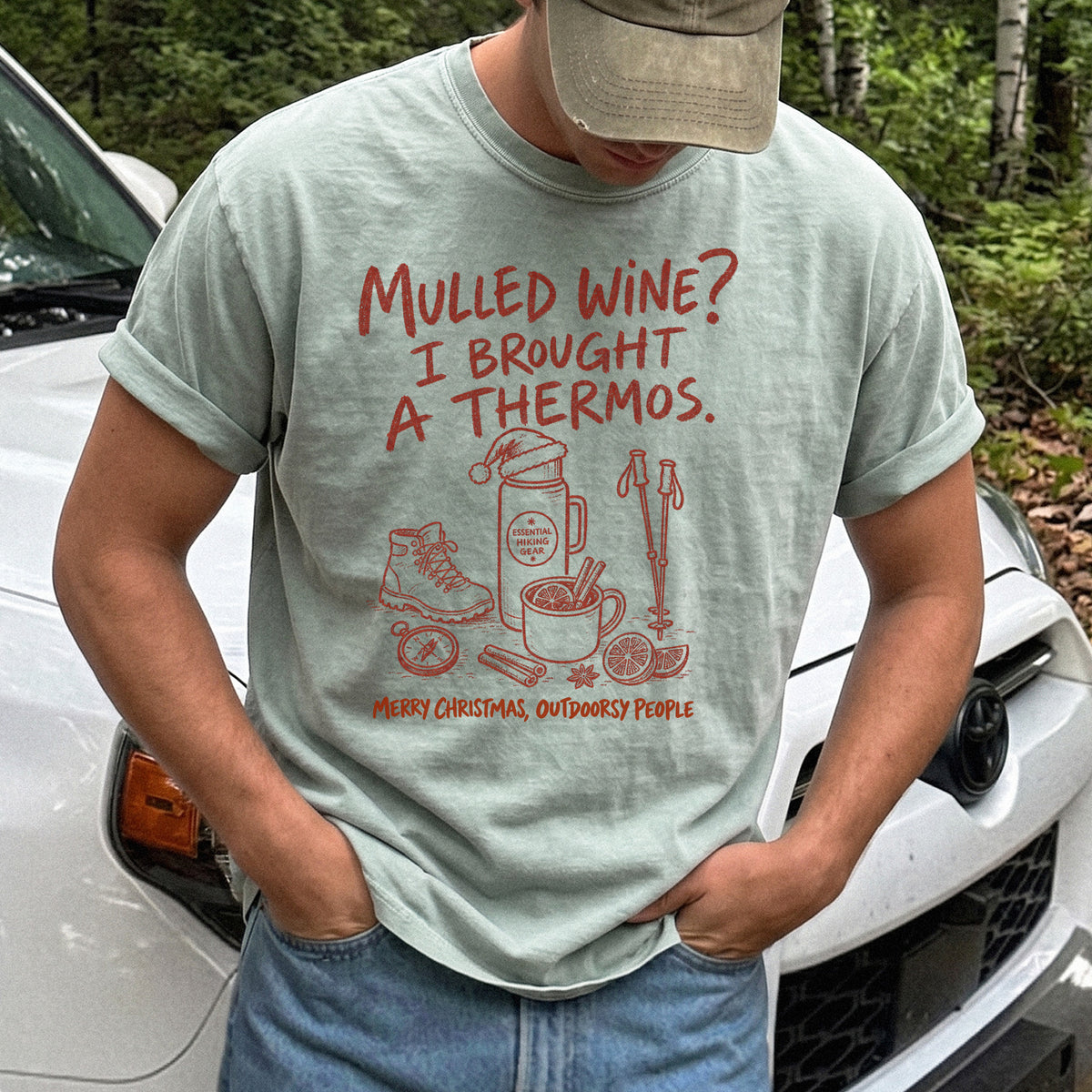 Mulled Wine? I Brought a Thermos Comfort Colors Shirt – Funny Christmas Hiking Tee