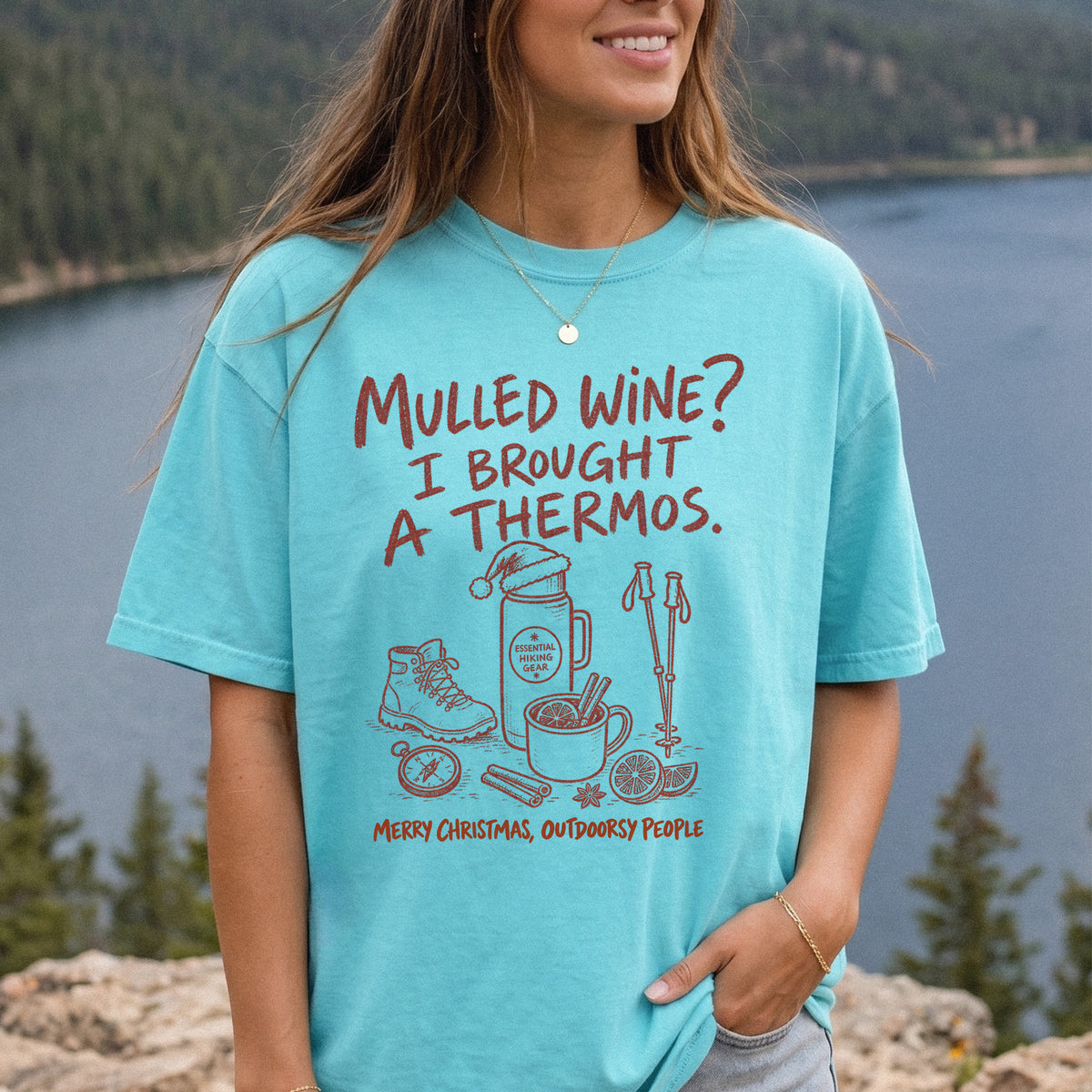 Mulled Wine? I Brought a Thermos Comfort Colors Shirt – Funny Christmas Hiking Tee