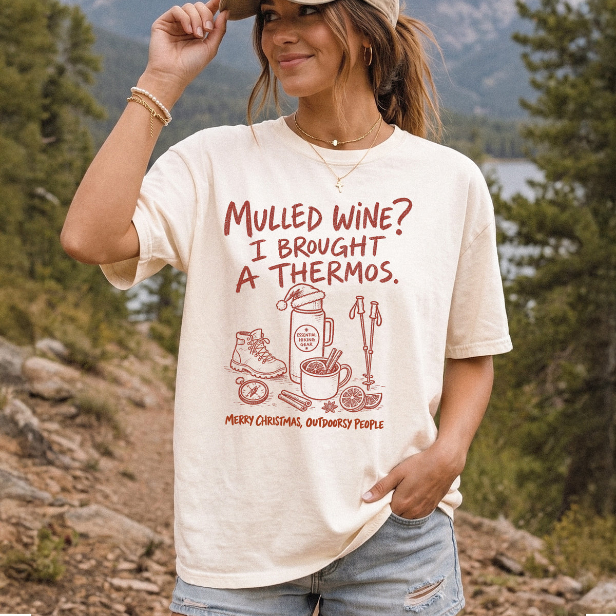 Mulled Wine? I Brought a Thermos Comfort Colors Shirt – Funny Christmas Hiking Tee