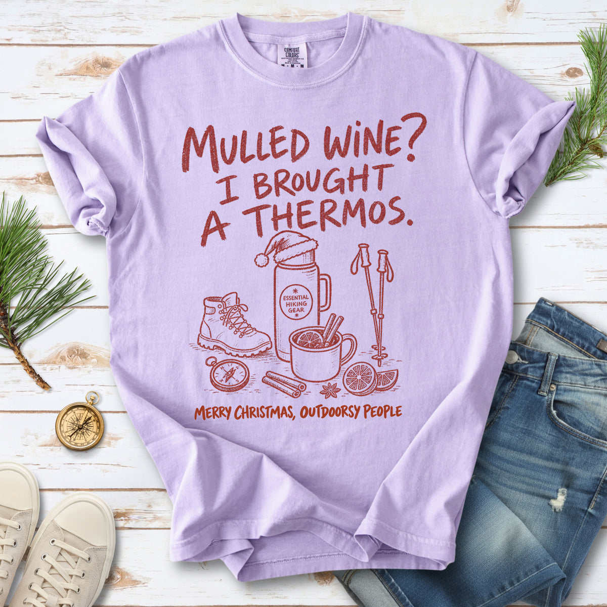 Mulled Wine? I Brought a Thermos Comfort Colors Shirt – Funny Christmas Hiking Tee
