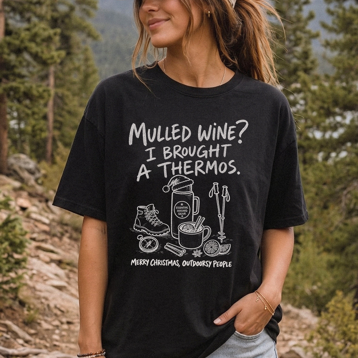 Mulled Wine? I Brought a Thermos Comfort Colors Shirt – Funny Christmas Hiking Tee