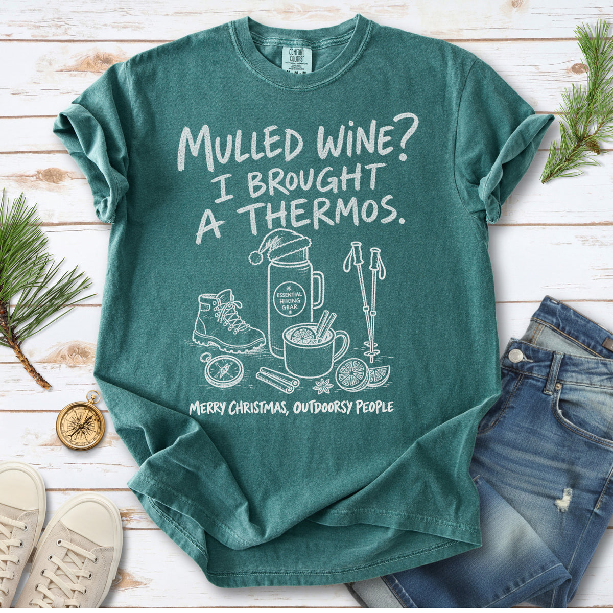 Mulled Wine? I Brought a Thermos Comfort Colors Shirt – Funny Christmas Hiking Tee