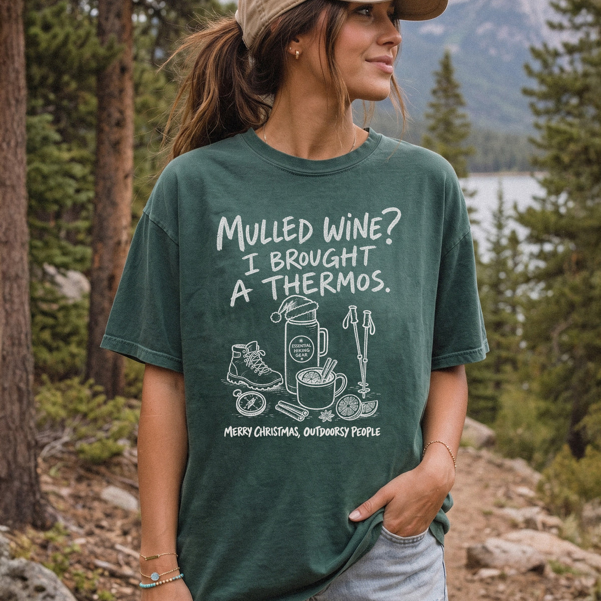 Mulled Wine? I Brought a Thermos Comfort Colors Shirt – Funny Christmas Hiking Tee