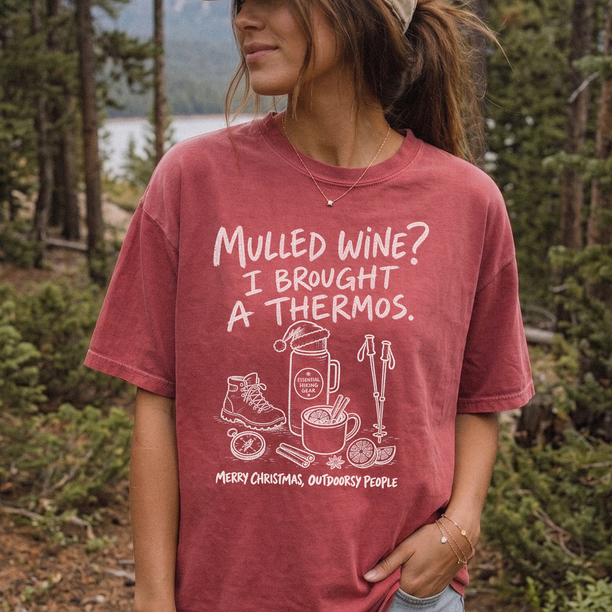 Mulled Wine? I Brought a Thermos Comfort Colors Shirt – Funny Christmas Hiking Tee