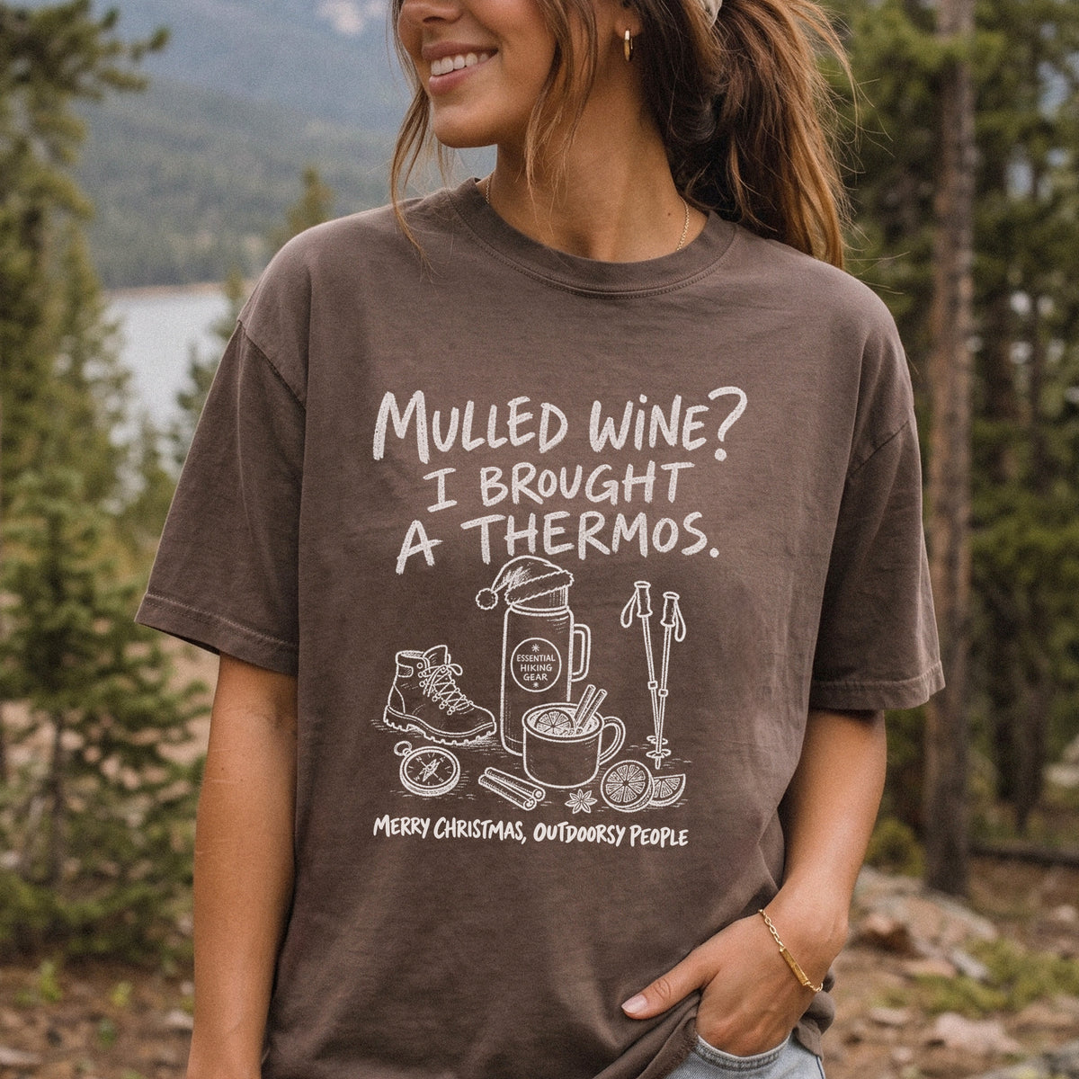 Mulled Wine? I Brought a Thermos Comfort Colors Shirt – Funny Christmas Hiking Tee