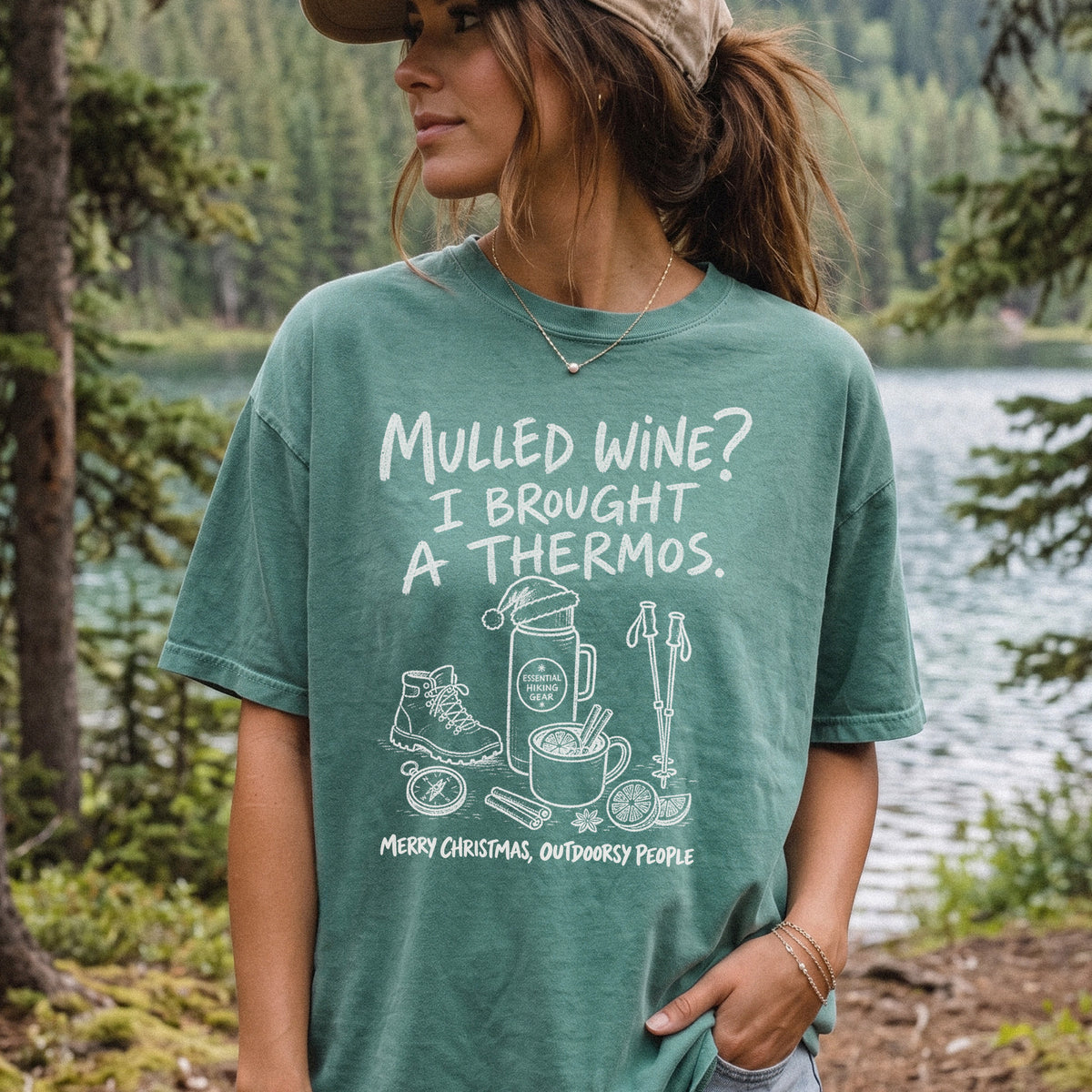 Mulled Wine? I Brought a Thermos Comfort Colors Shirt – Funny Christmas Hiking Tee