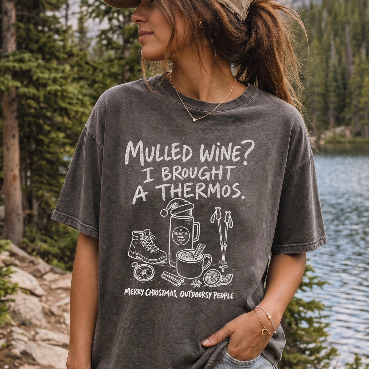 Mulled Wine? I Brought a Thermos Comfort Colors Shirt – Funny Christmas Hiking Tee