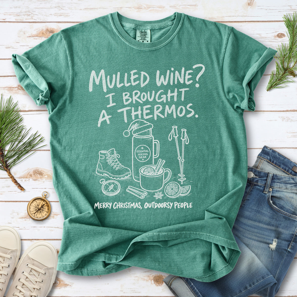 Mulled Wine? I Brought a Thermos Comfort Colors Shirt – Funny Christmas Hiking Tee