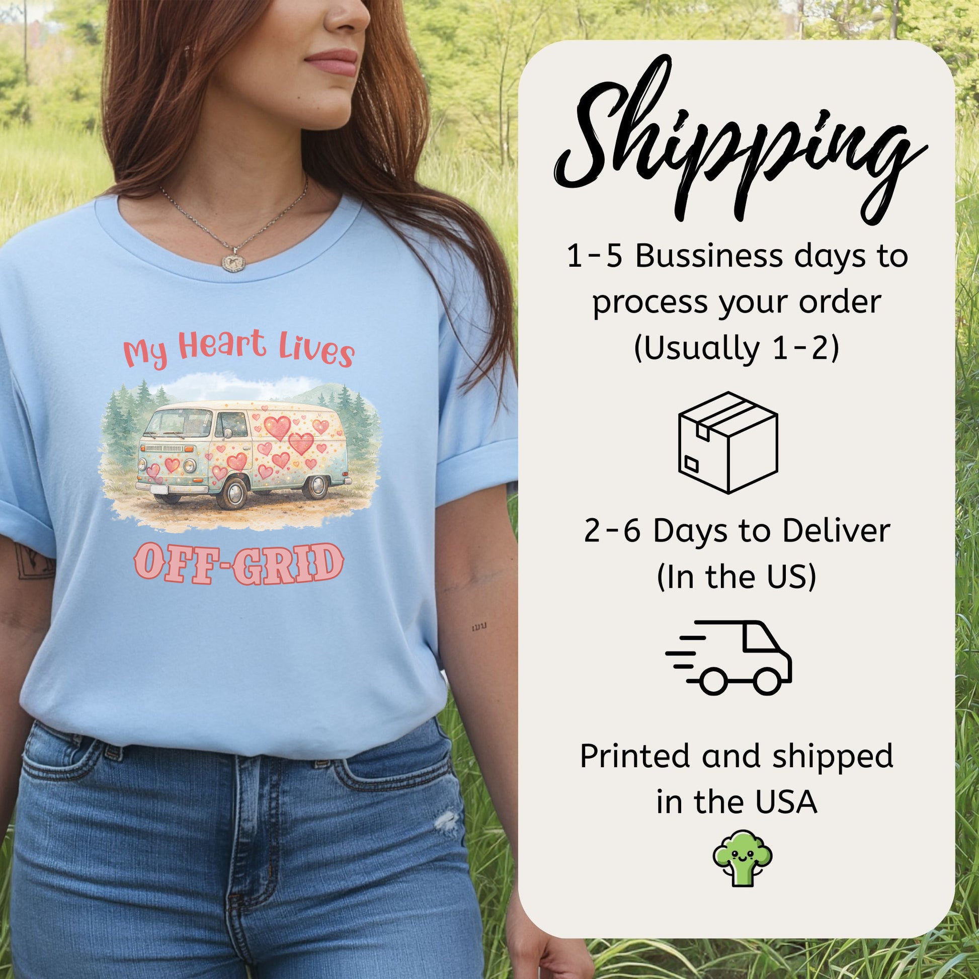 My Heart Lives Off-Grid Retro Vanlife Valentine Adventure T-Shirt
