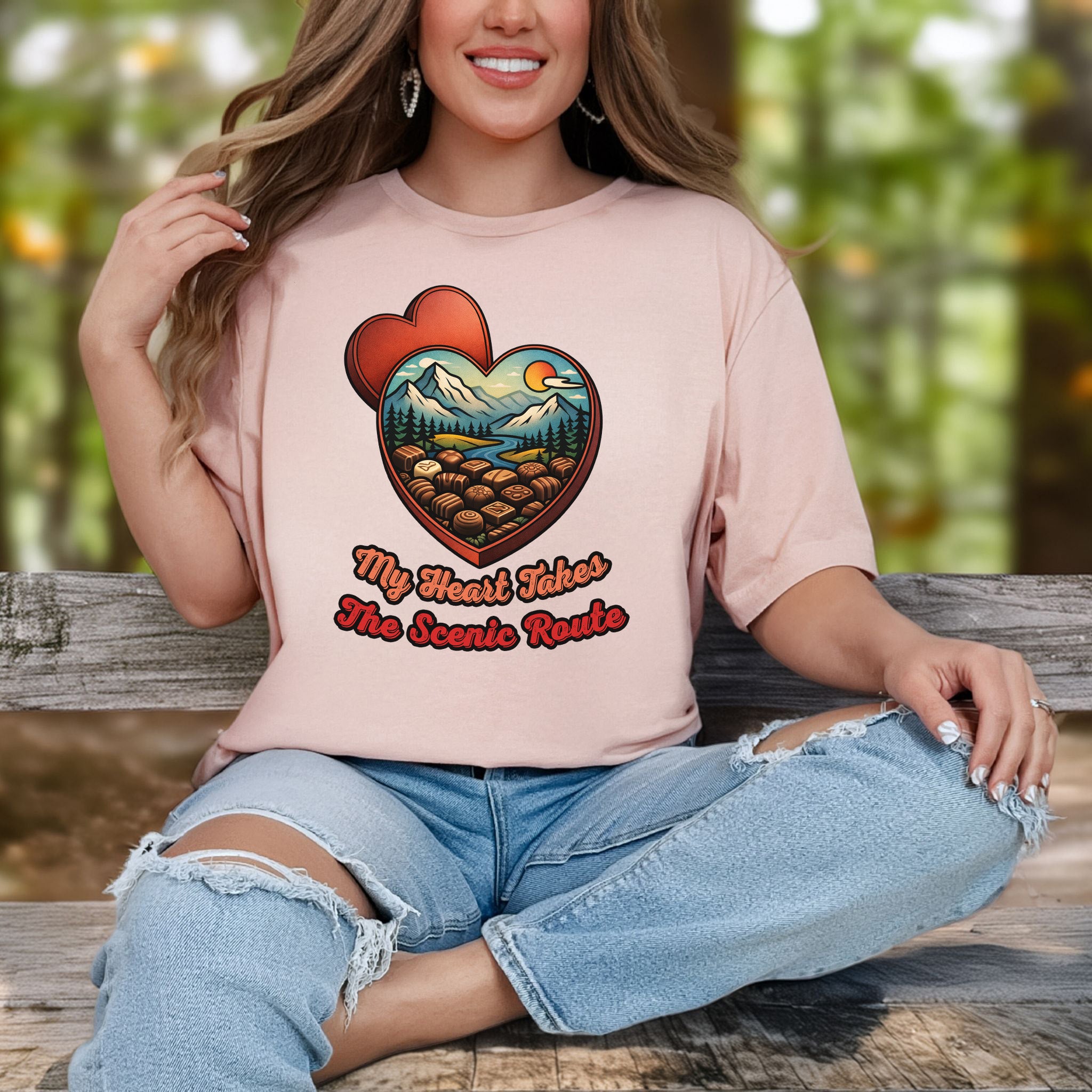 My Heart Takes The Scenic Route Chocolate Box Mountain T-Shirt