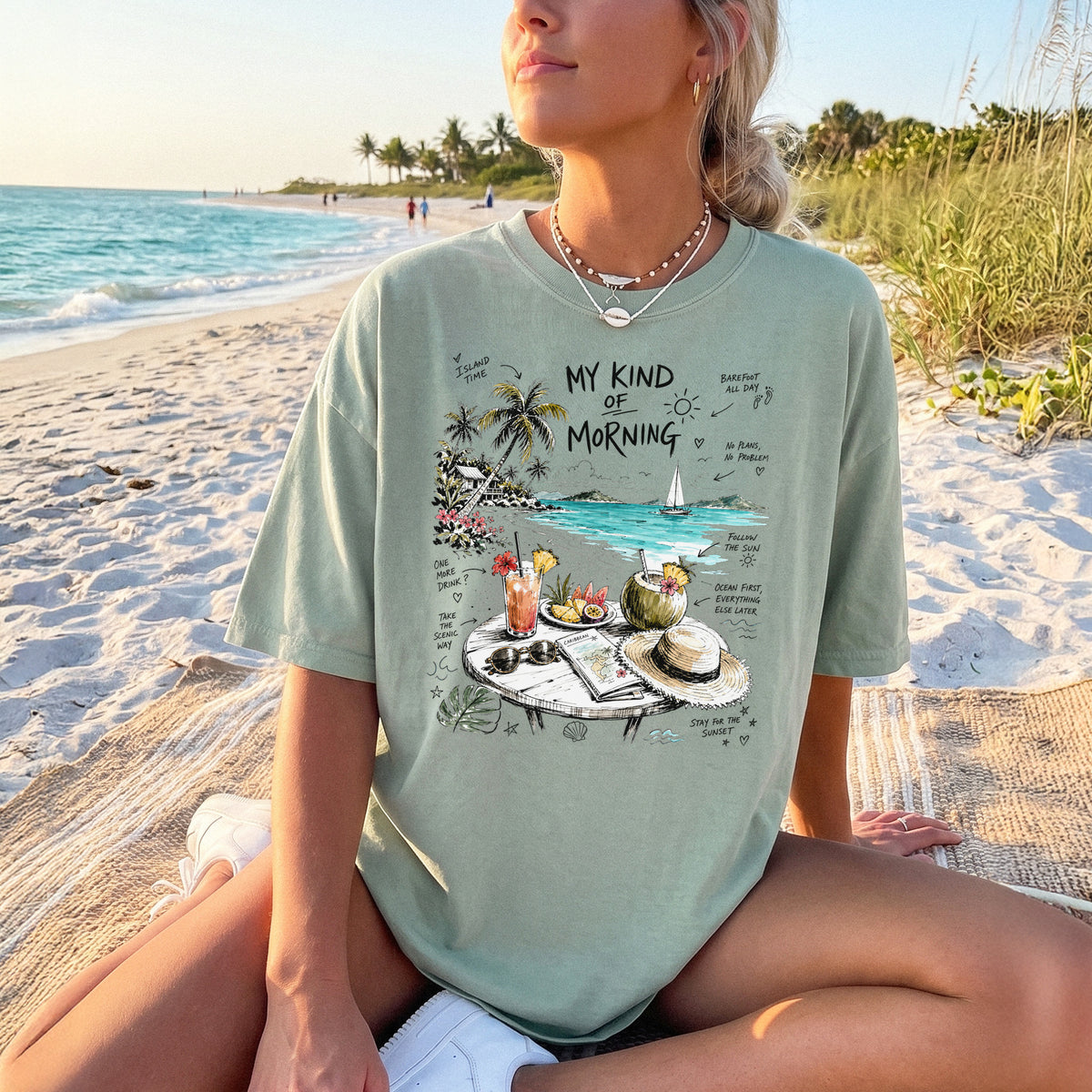 My Kind of Morning Comfort Colors Shirt – Caribbean Island Vacation Tee