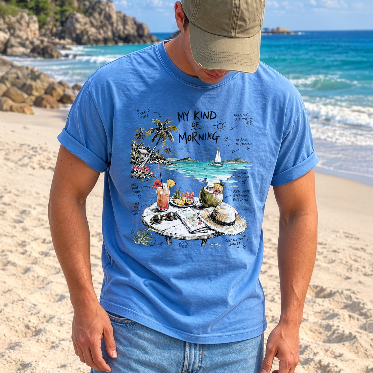 My Kind of Morning Comfort Colors Shirt – Caribbean Island Vacation Tee