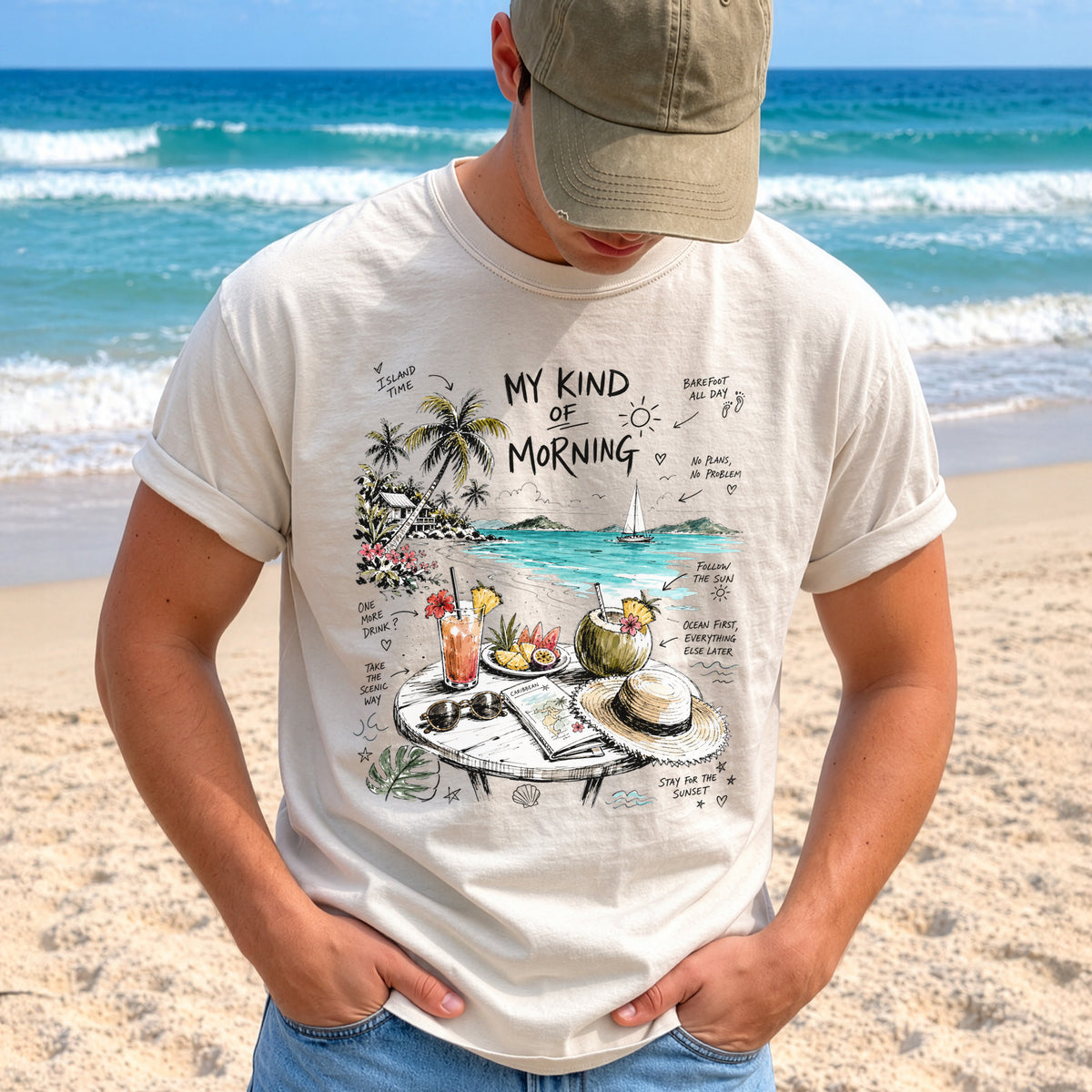 My Kind of Morning Comfort Colors Shirt – Caribbean Island Vacation Tee