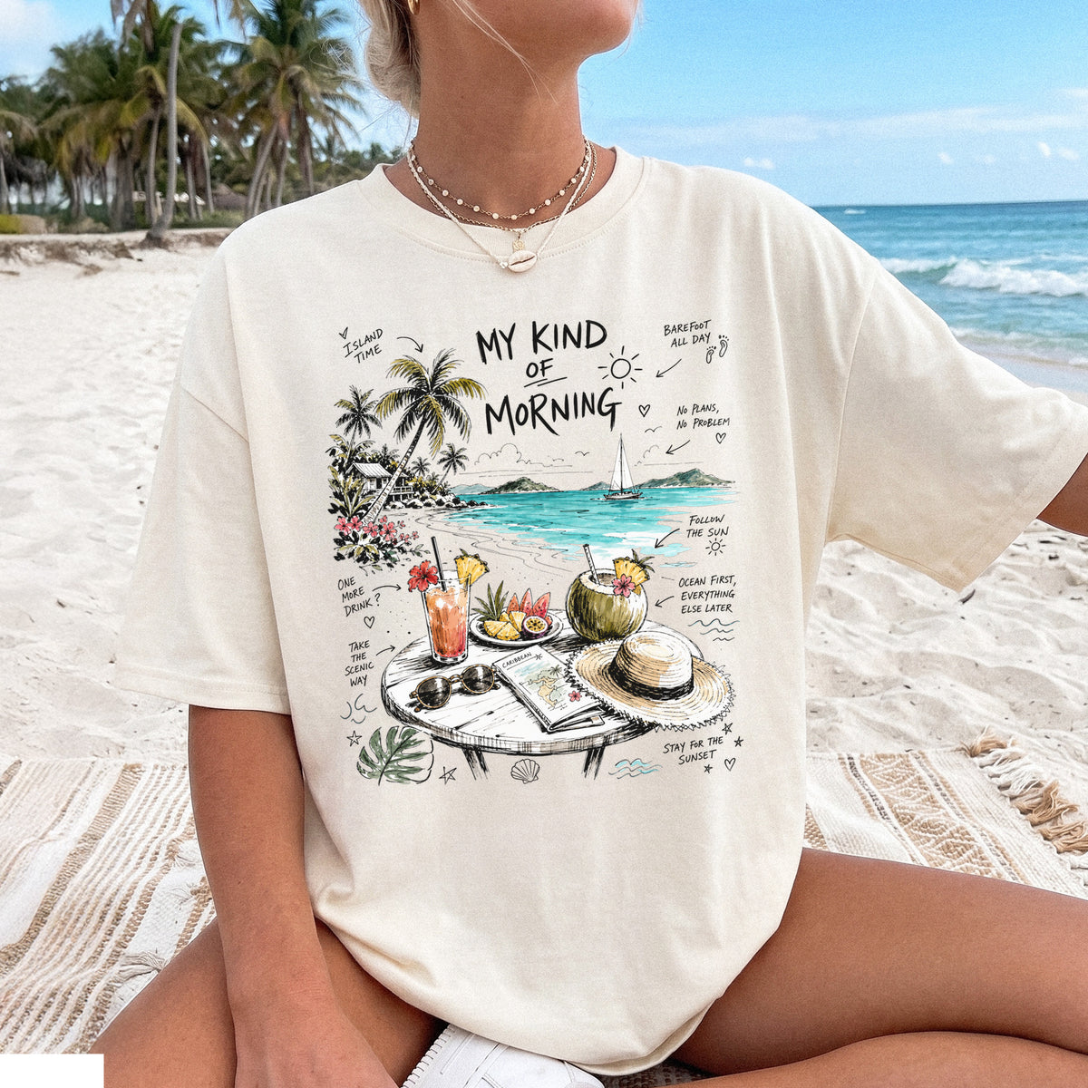 My Kind of Morning Comfort Colors Shirt – Caribbean Island Vacation Tee