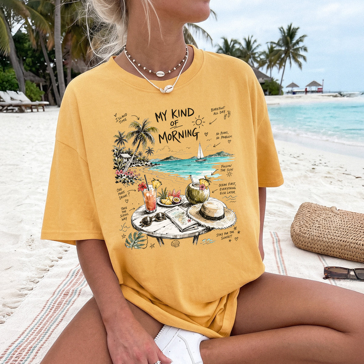 My Kind of Morning Comfort Colors Shirt – Caribbean Island Vacation Tee