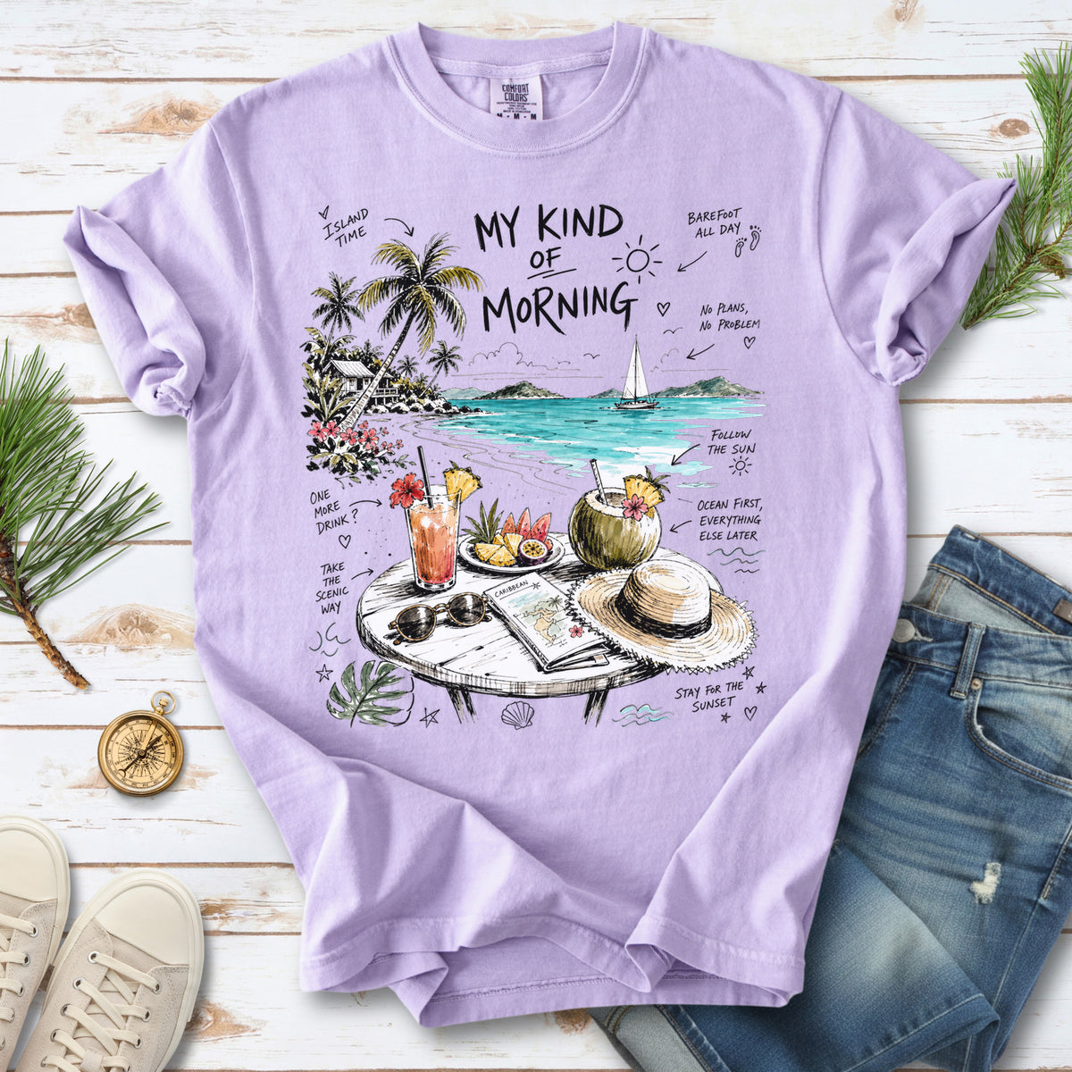 My Kind of Morning Comfort Colors Shirt – Caribbean Island Vacation Tee