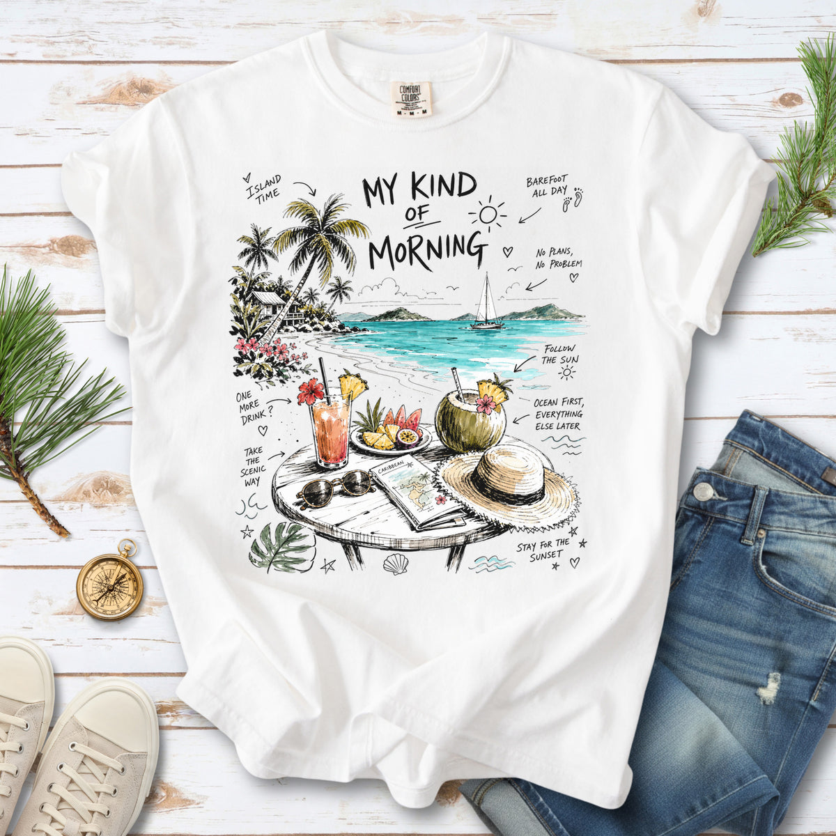My Kind of Morning Comfort Colors Shirt – Caribbean Island Vacation Tee