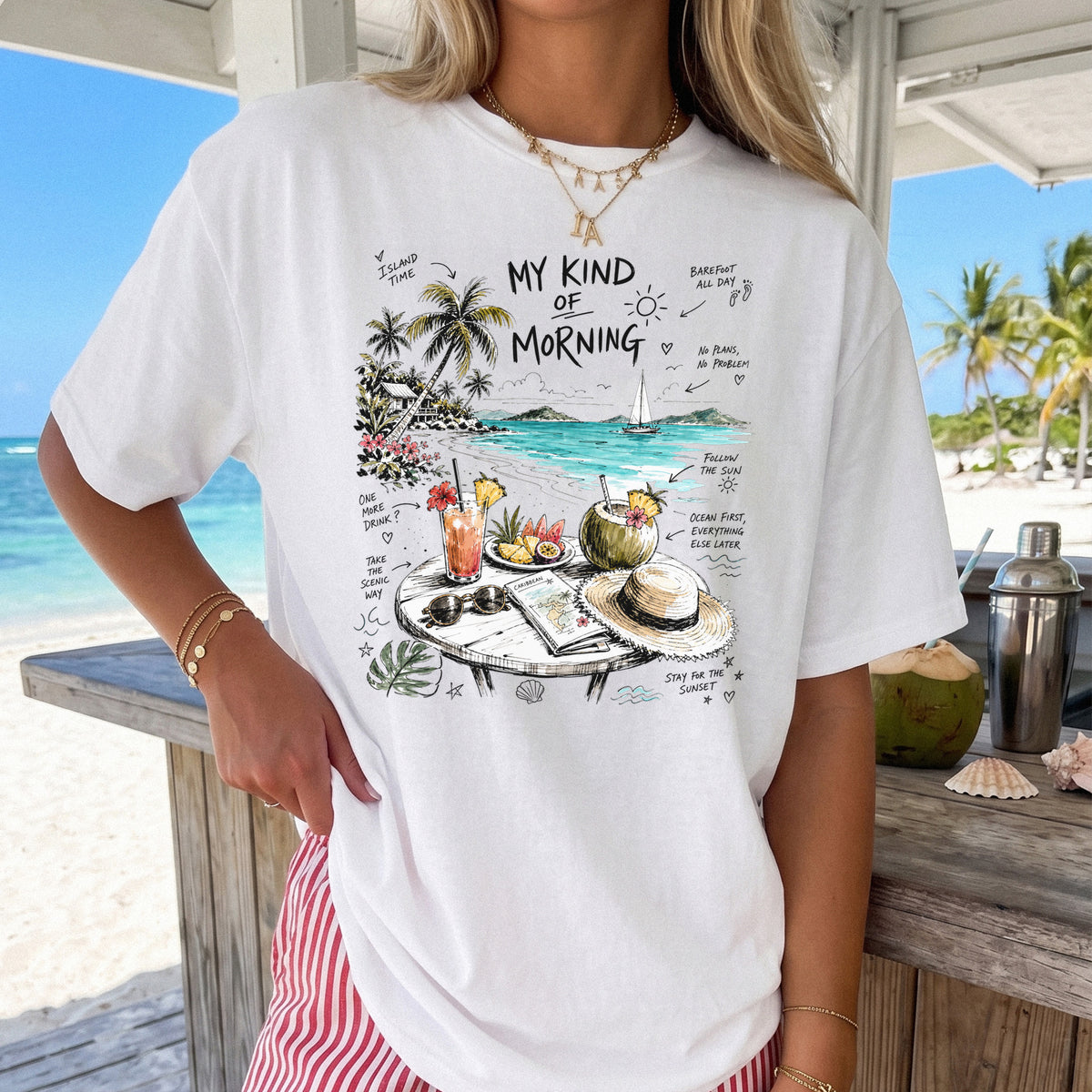 My Kind of Morning Comfort Colors Shirt – Caribbean Island Vacation Tee