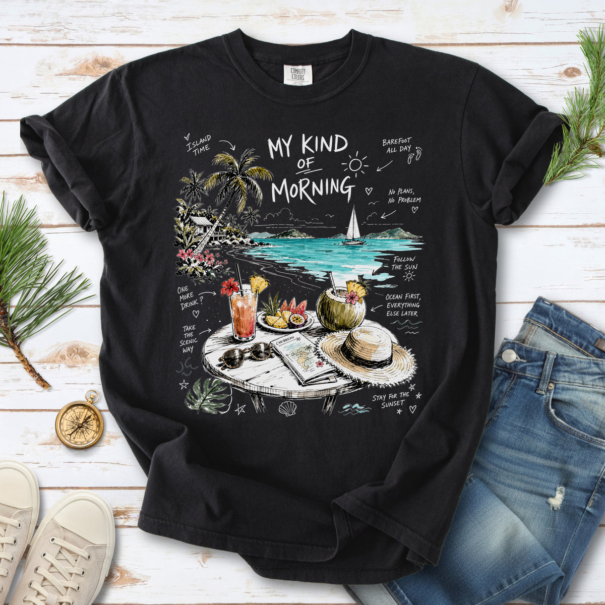 My Kind of Morning Comfort Colors Shirt – Caribbean Island Vacation Tee