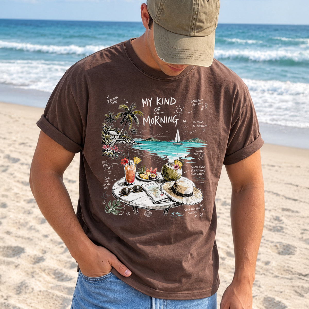 My Kind of Morning Comfort Colors Shirt – Caribbean Island Vacation Tee