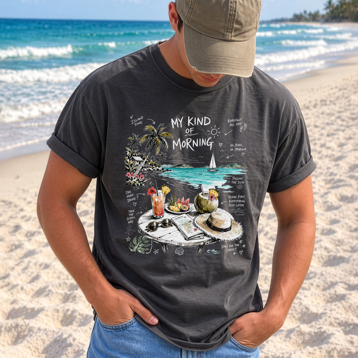 My Kind of Morning Comfort Colors Shirt – Caribbean Island Vacation Tee