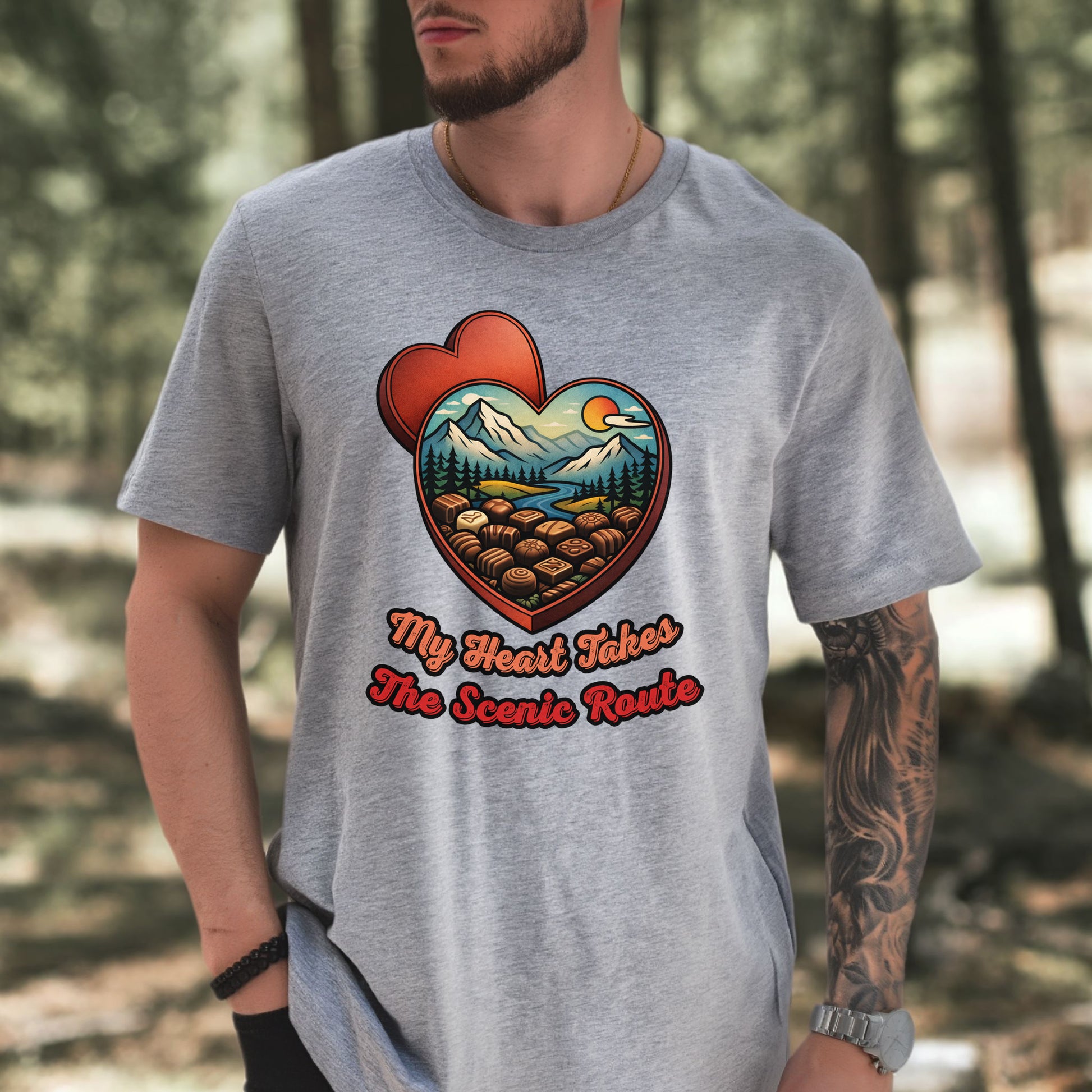 My Heart Takes The Scenic Route Chocolate Box Mountain T-Shirt