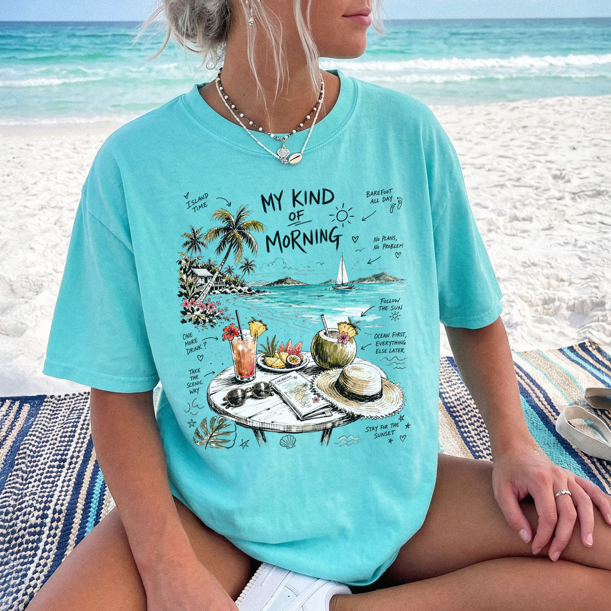 My Kind of Morning Comfort Colors Shirt – Caribbean Island Vacation Tee