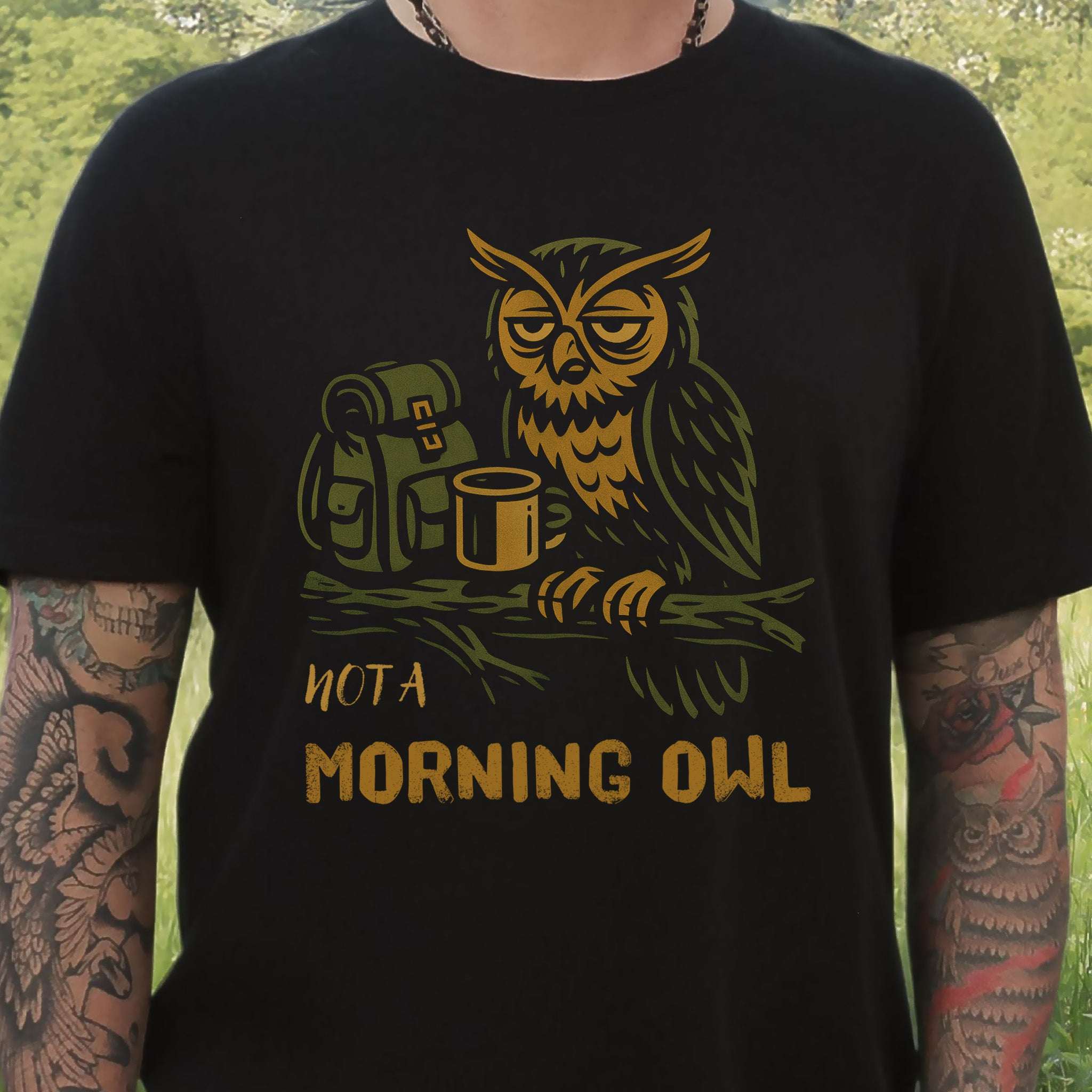 Not a Morning Owl Vintage Forest Coffee T-Shirt