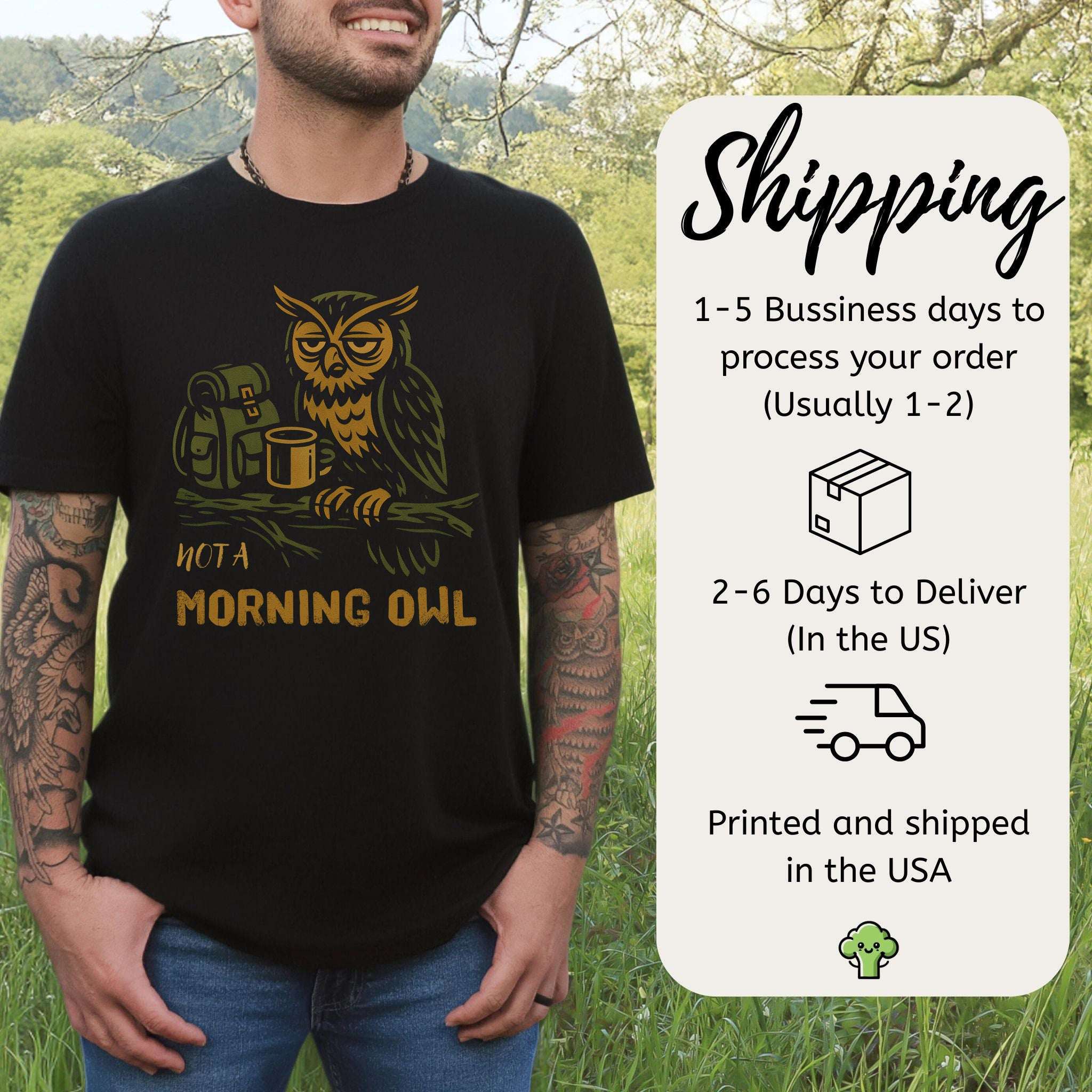 Not a Morning Owl Vintage Forest Coffee T-Shirt