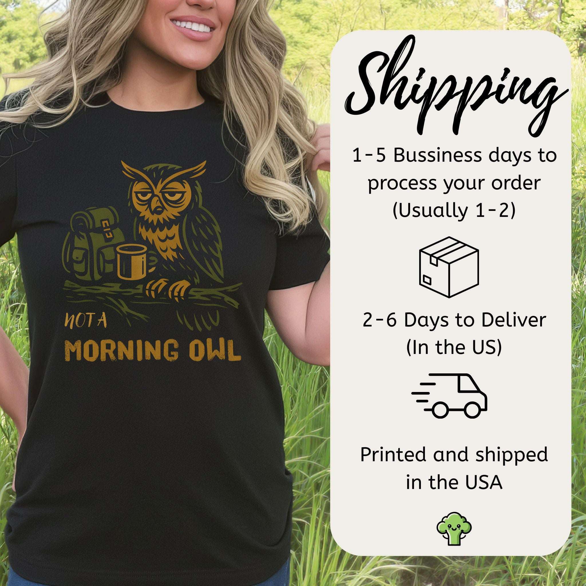 Not a Morning Owl Vintage Forest Coffee T-Shirt