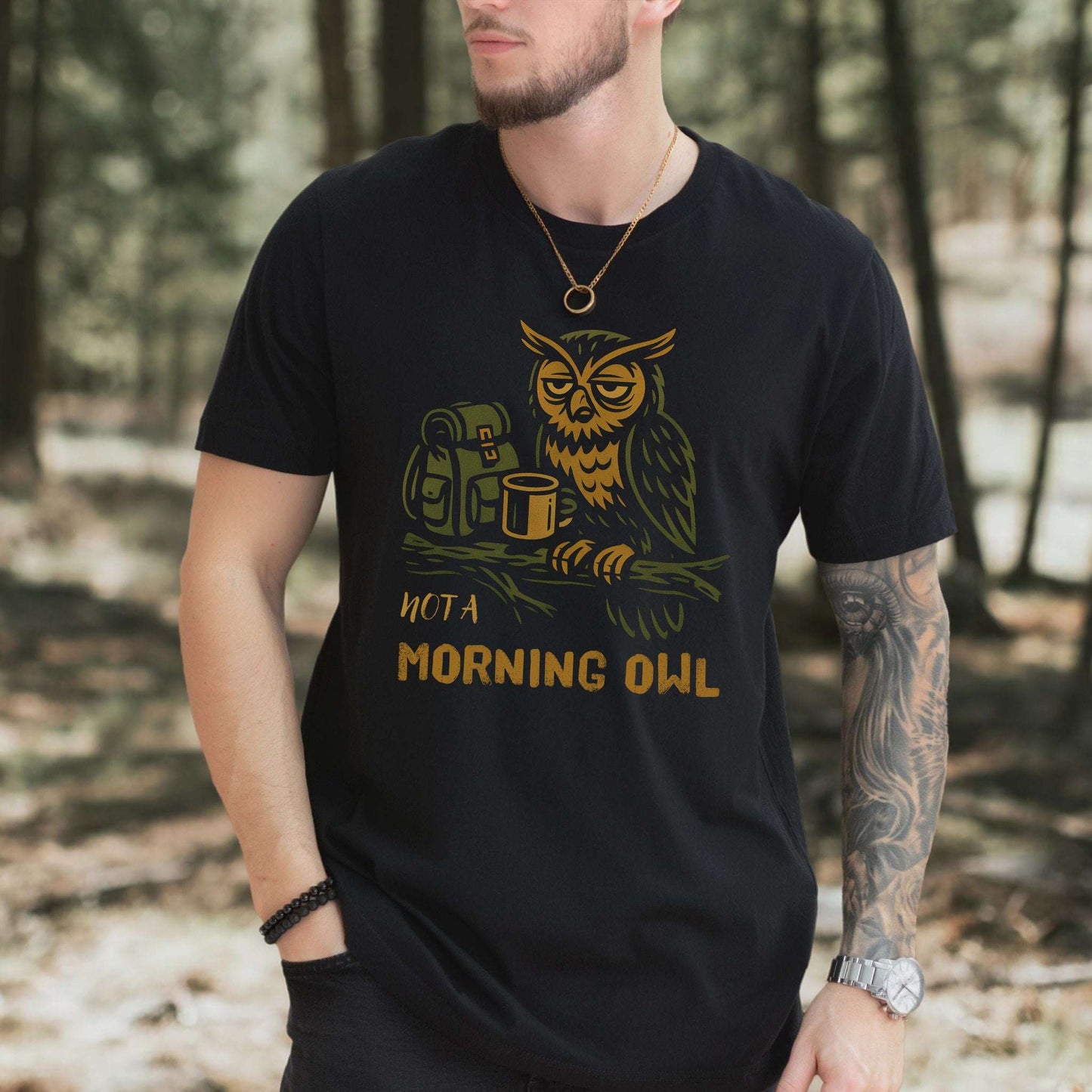 Not a Morning Owl Vintage Forest Coffee T-Shirt