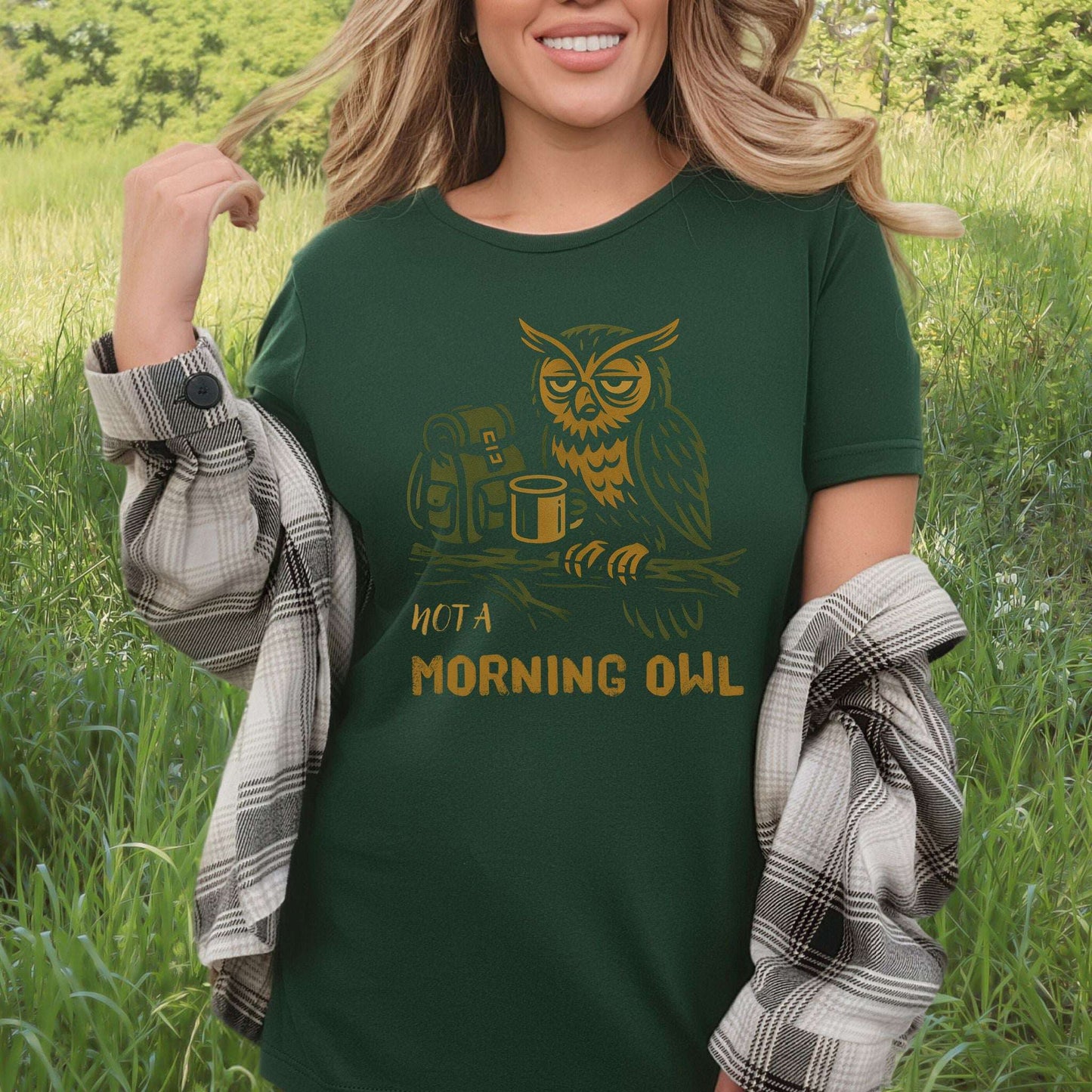 Not a Morning Owl Vintage Forest Coffee T-Shirt