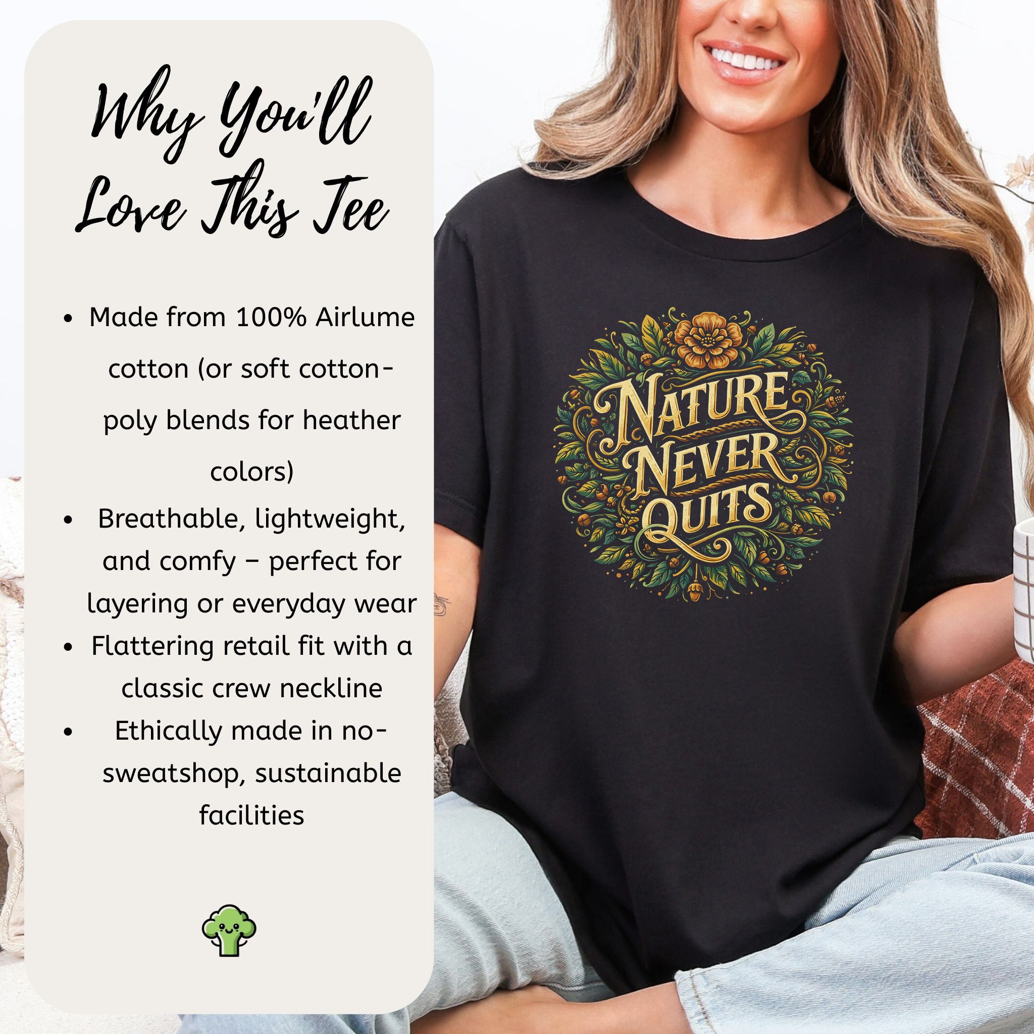 Nature Never Quits Vintage Botanical Floral Adventure T-Shirt