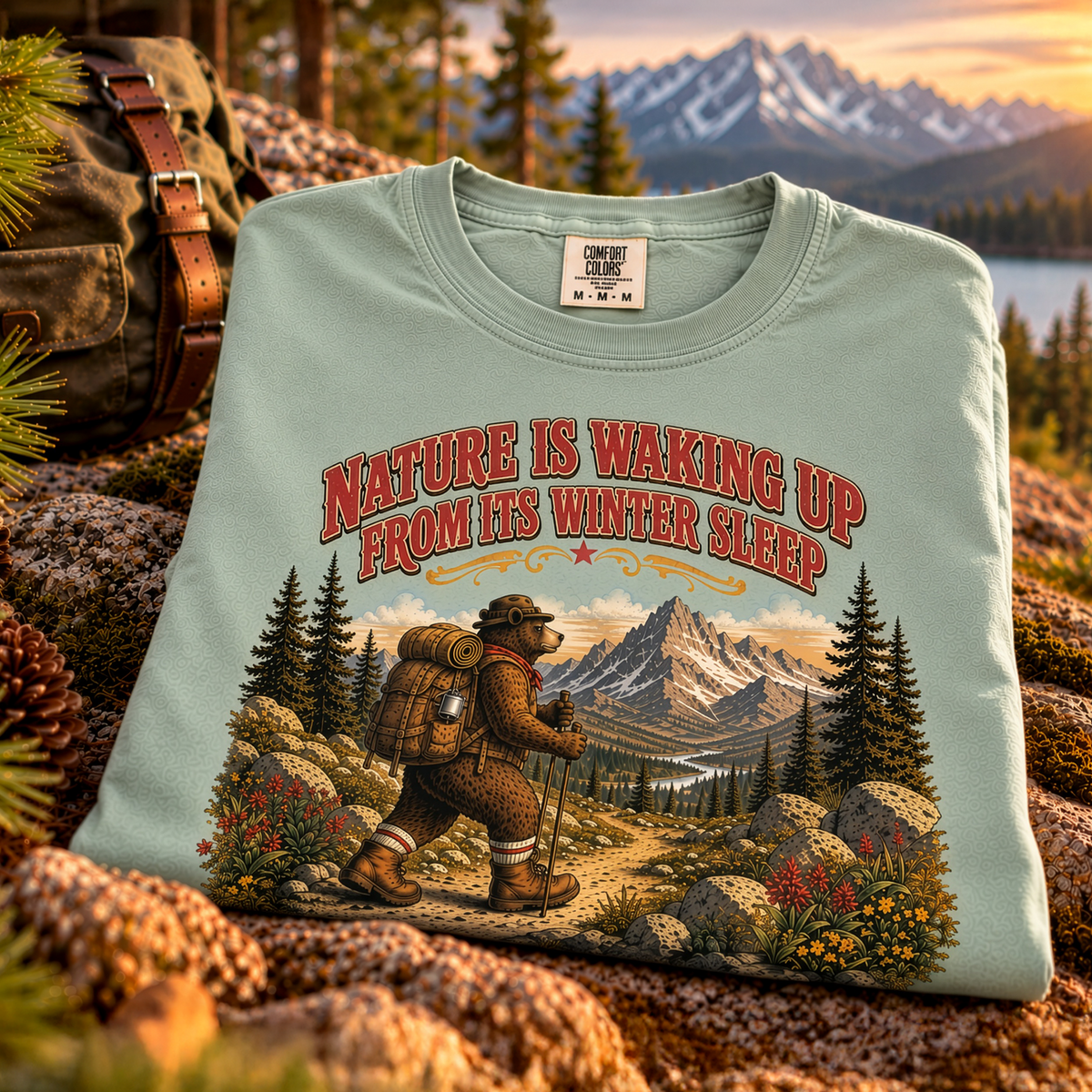 Nature Is Waking Up Hike More Comfort Colors Shirt – Bear Hiking Tee