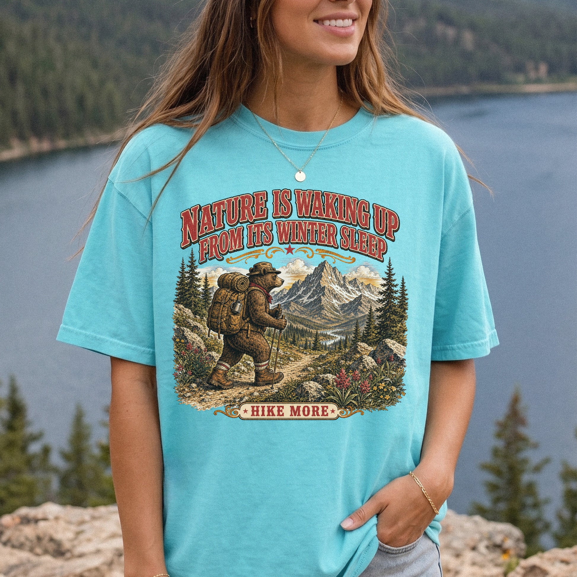 Nature Is Waking Up Hike More Comfort Colors Shirt – Bear Hiking Tee