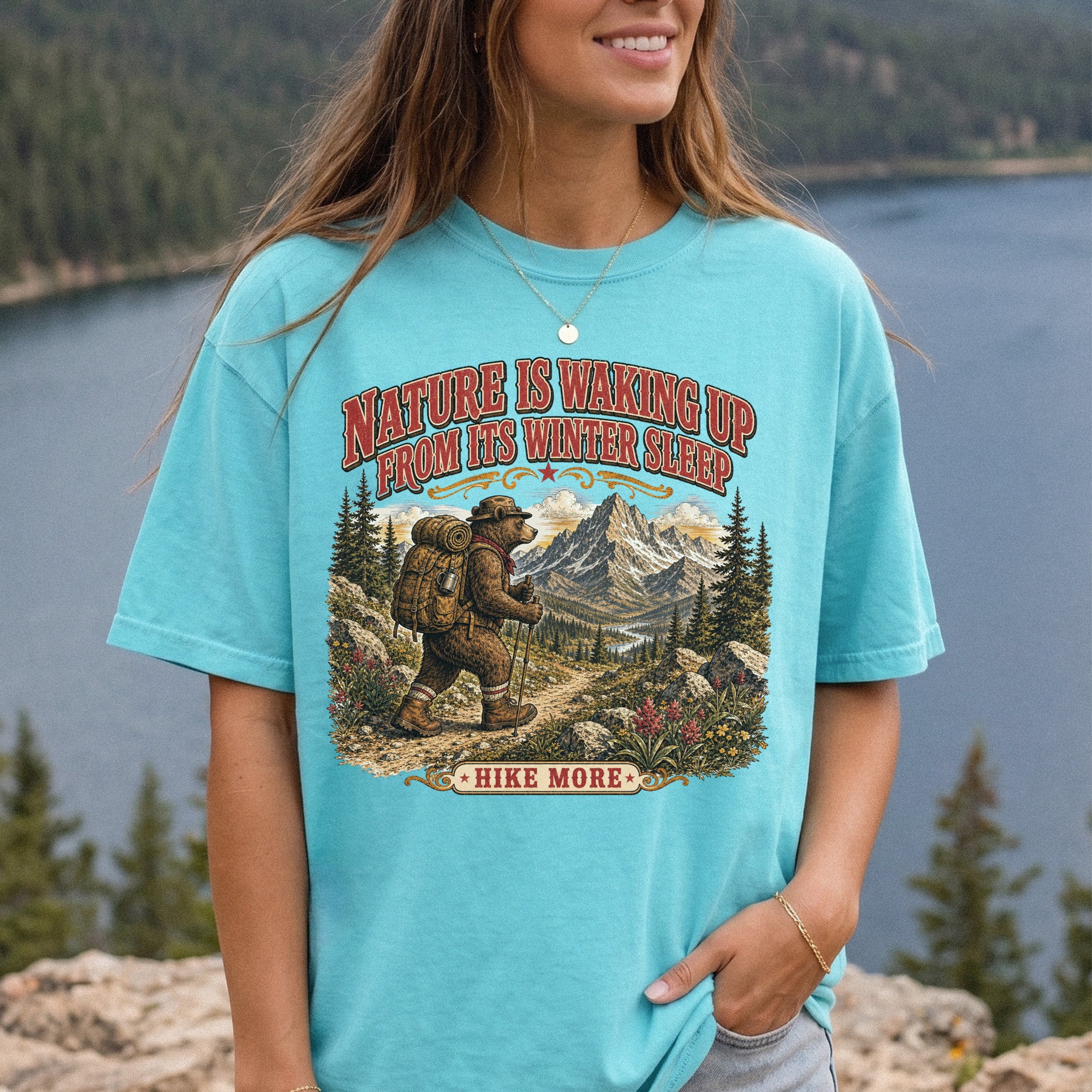 Nature Is Waking Up Hike More Comfort Colors Shirt – Bear Hiking Tee