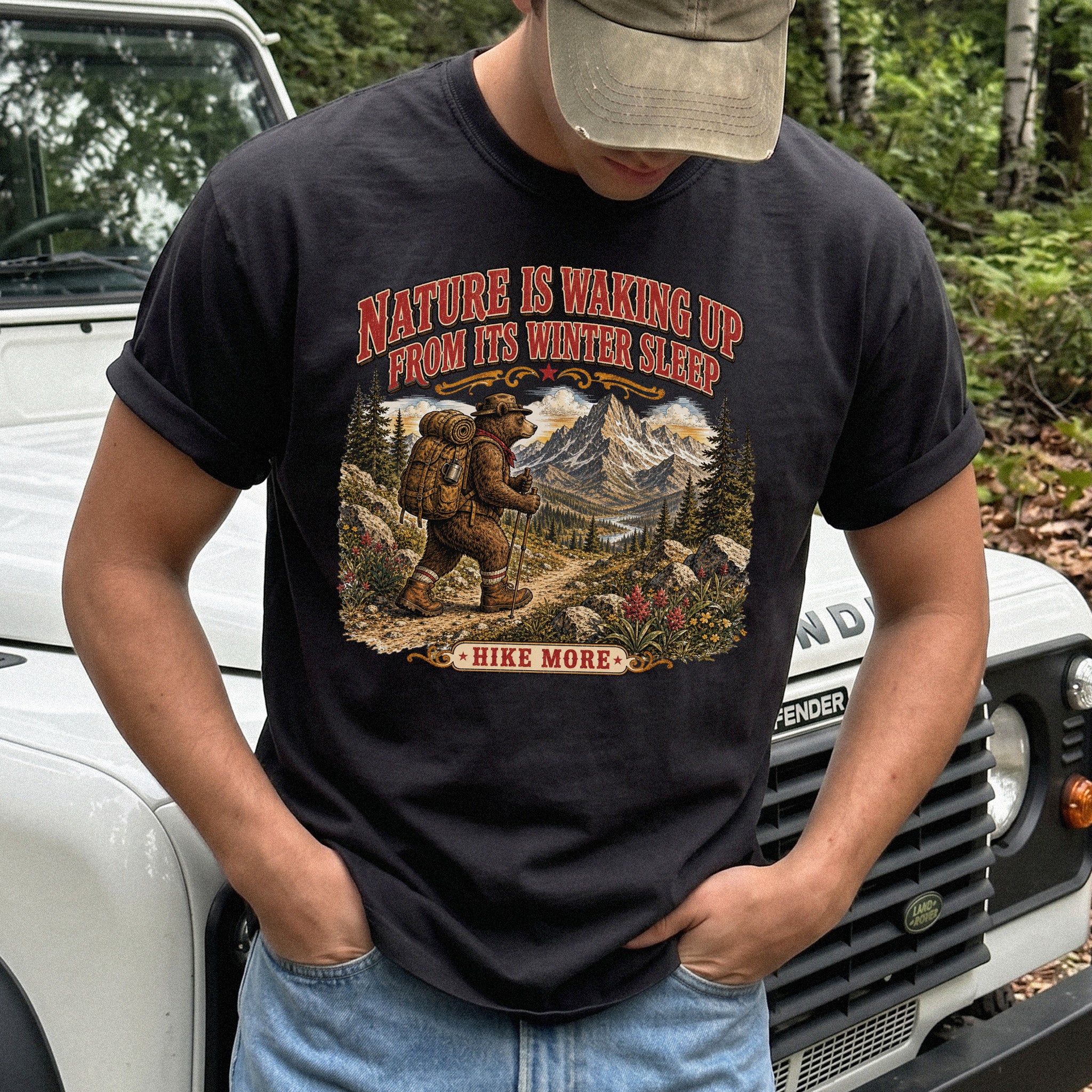Nature Is Waking Up Hike More Comfort Colors Shirt – Bear Hiking Tee