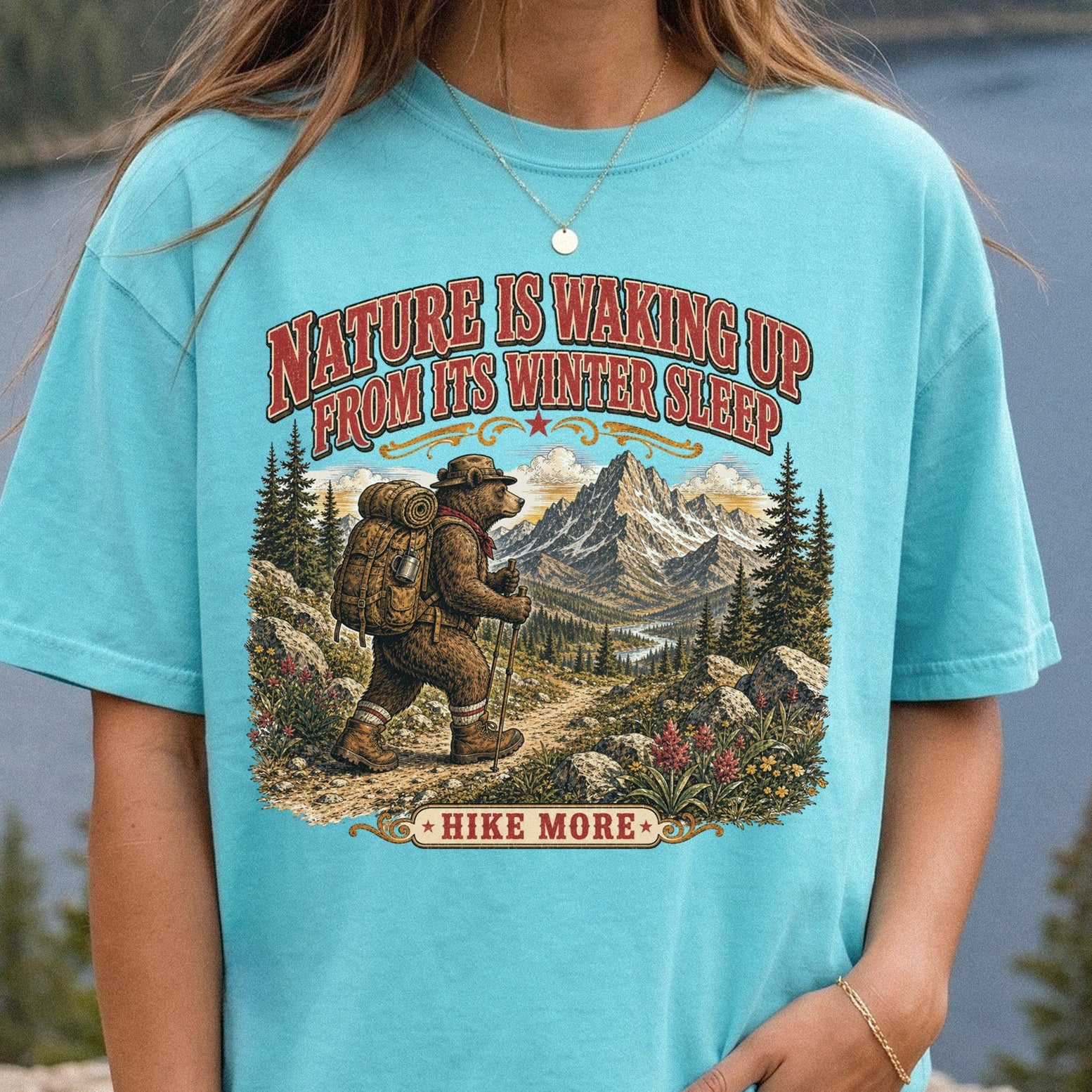 Nature Is Waking Up Hike More Comfort Colors Shirt – Bear Hiking Tee