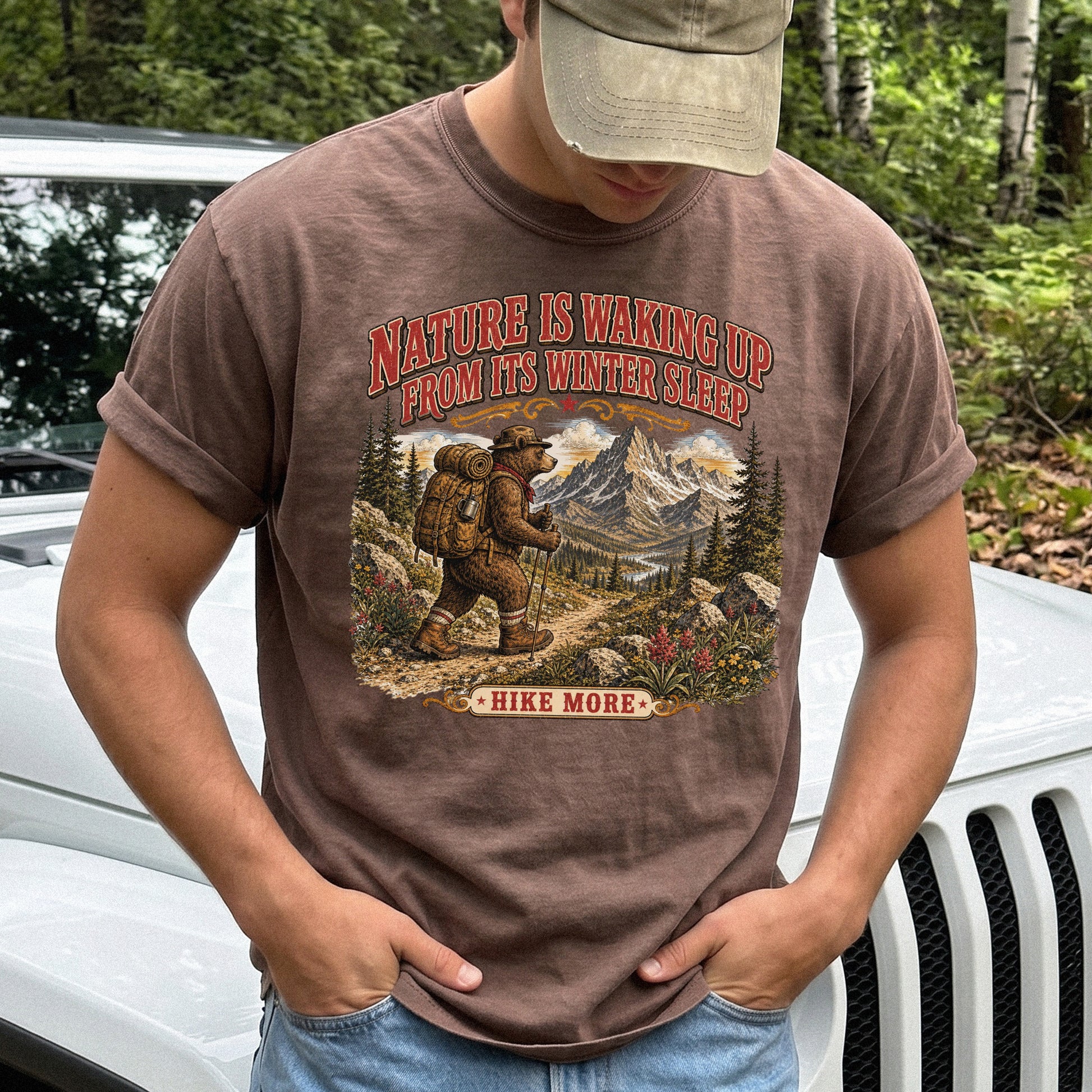 Nature Is Waking Up Hike More Comfort Colors Shirt – Bear Hiking Tee