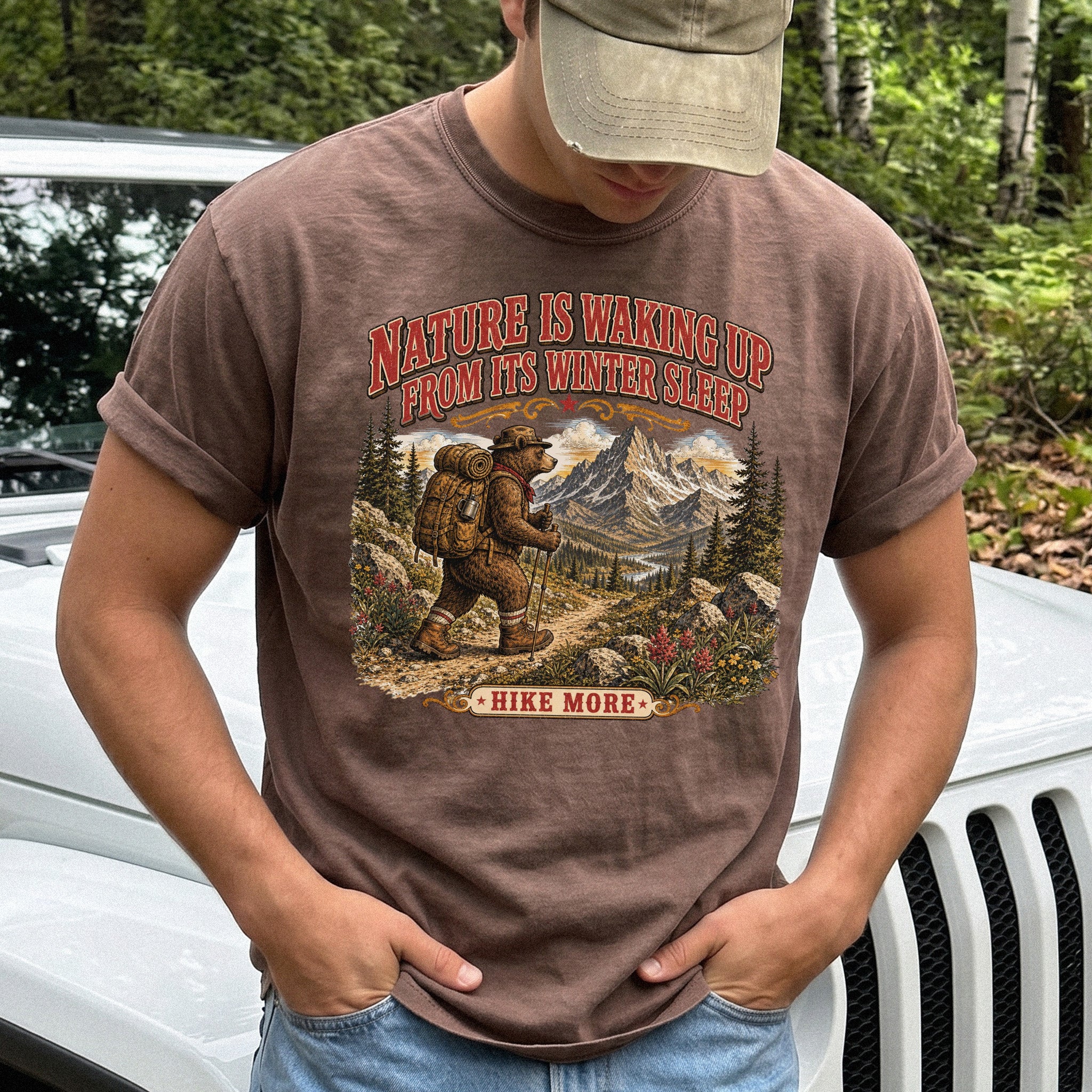 Nature Is Waking Up Hike More Comfort Colors Shirt – Bear Hiking Tee