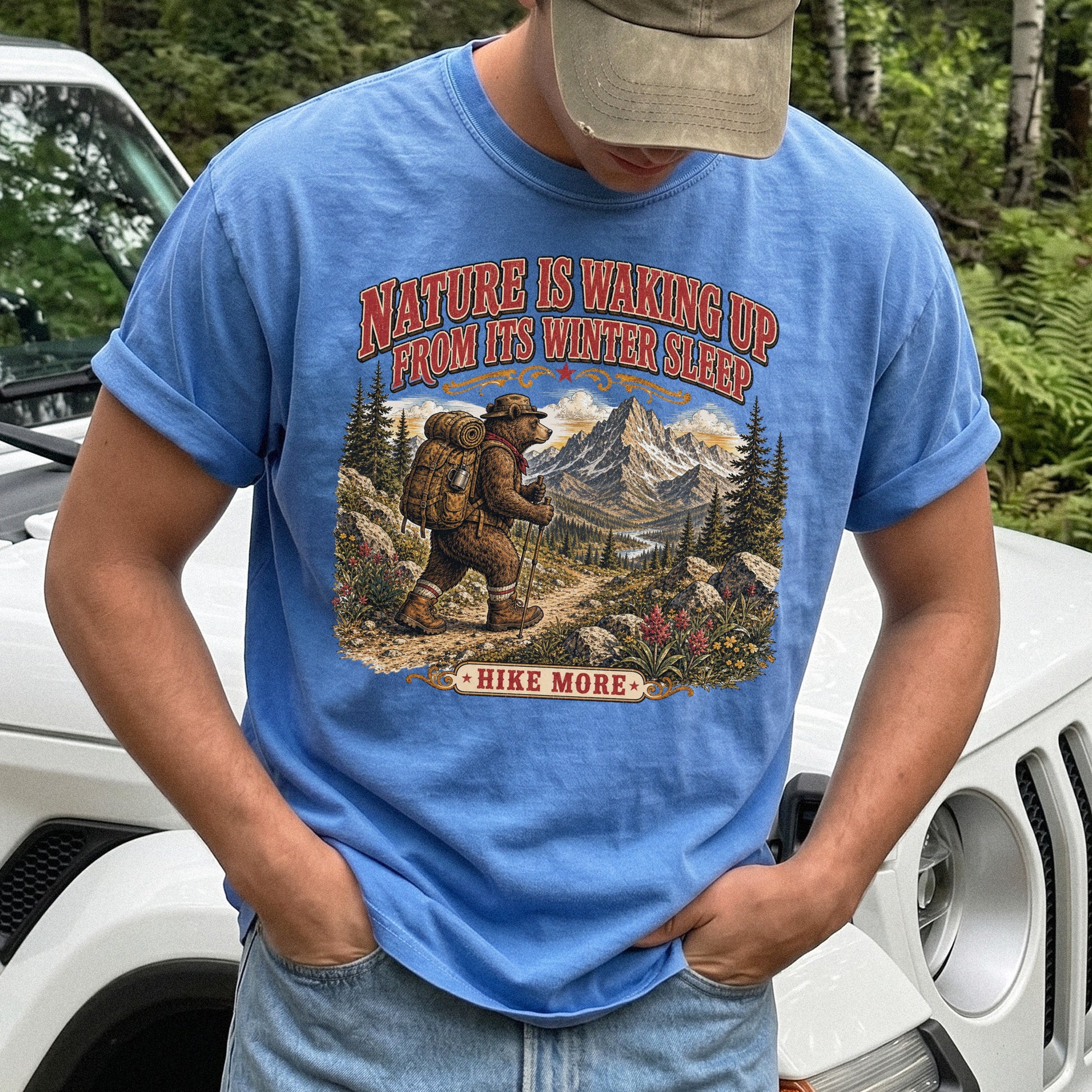 Nature Is Waking Up Hike More Comfort Colors Shirt – Bear Hiking Tee