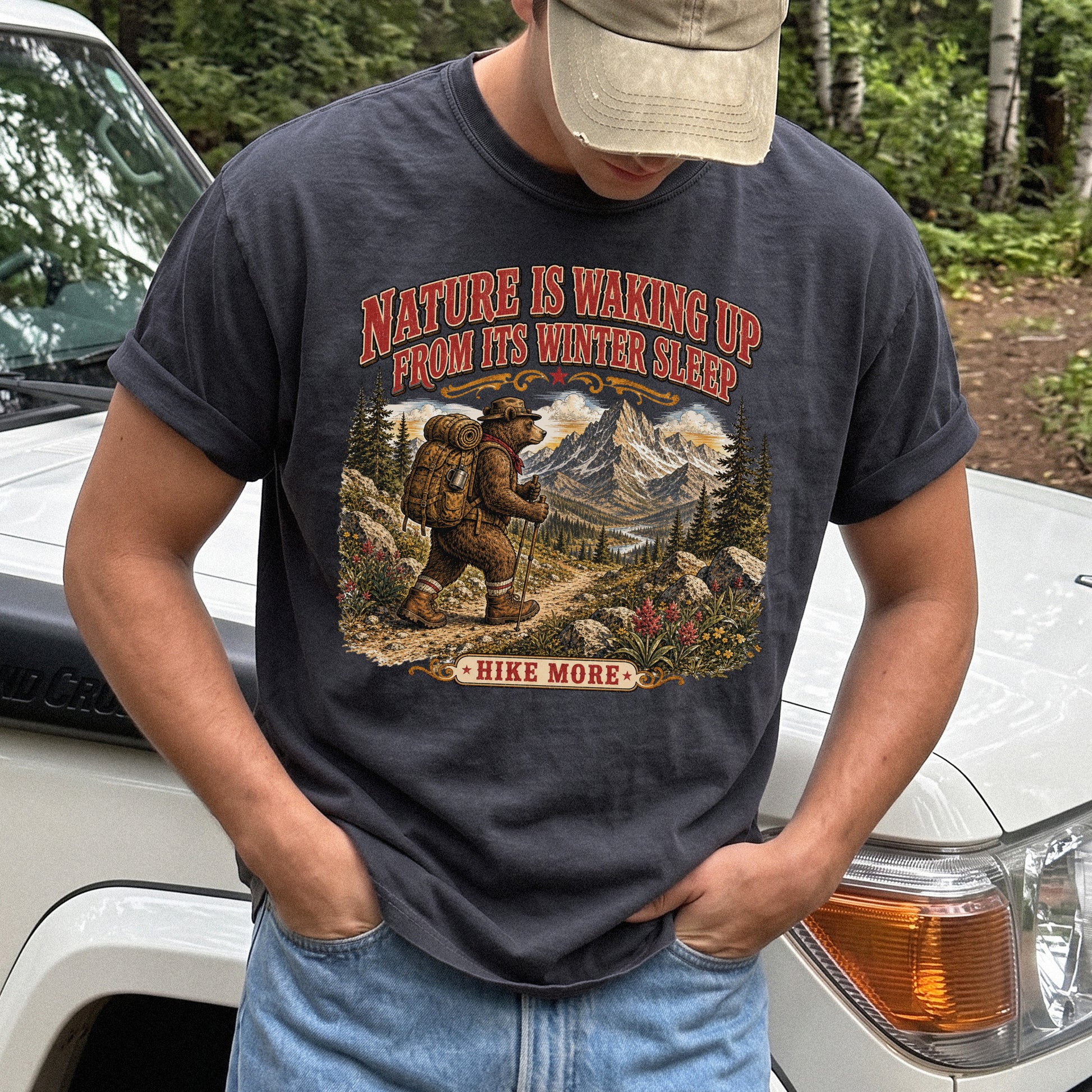 Nature Is Waking Up Hike More Comfort Colors Shirt – Bear Hiking Tee