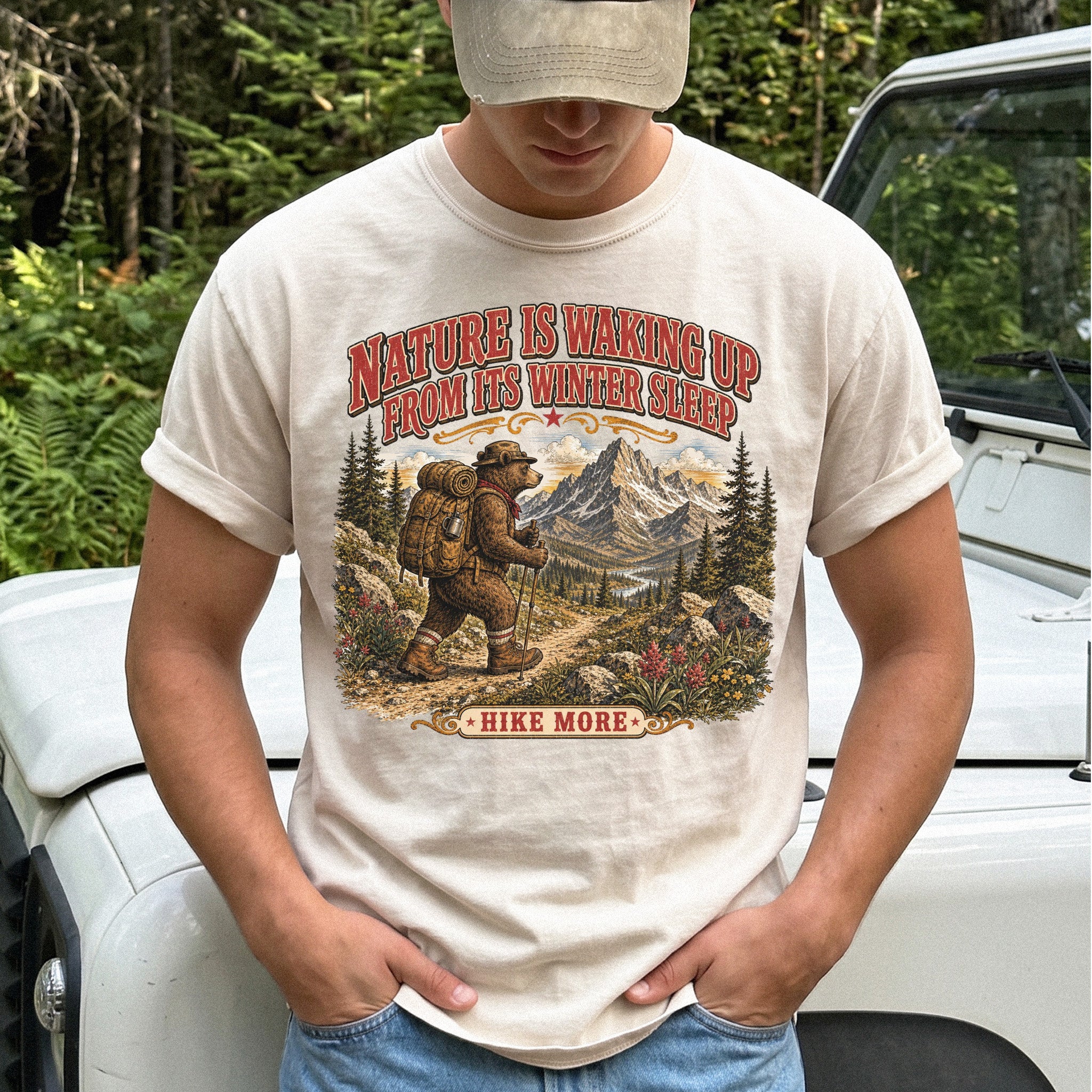 Nature Is Waking Up Hike More Comfort Colors Shirt – Bear Hiking Tee