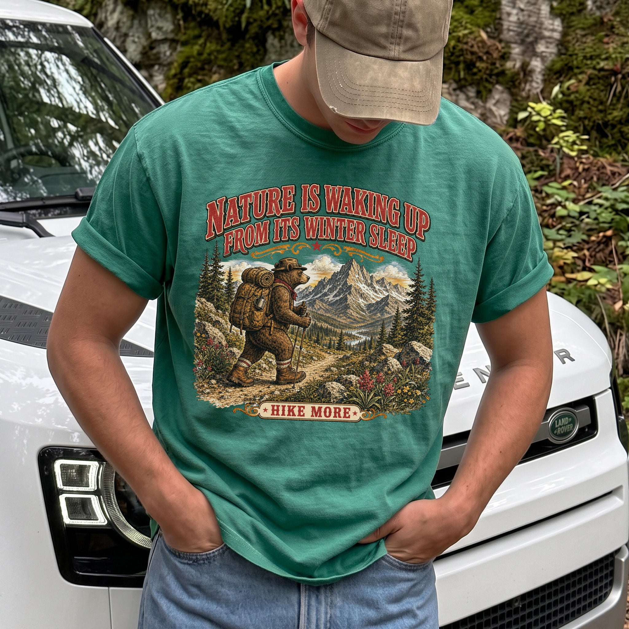 Nature Is Waking Up Hike More Comfort Colors Shirt – Bear Hiking Tee
