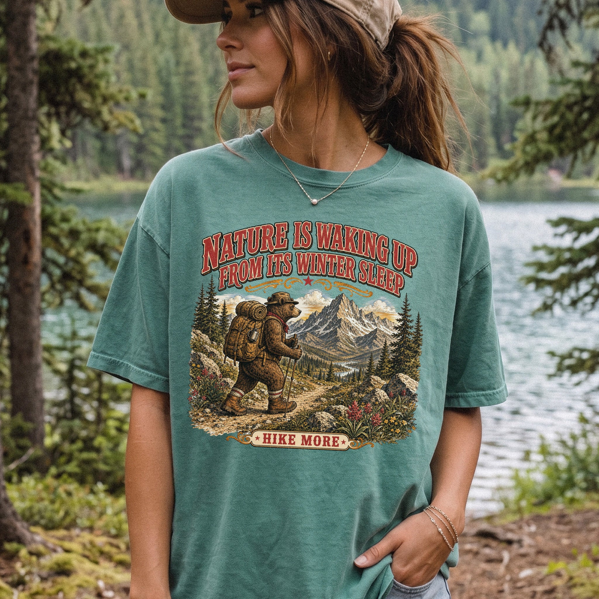 Nature Is Waking Up Hike More Comfort Colors Shirt – Bear Hiking Tee