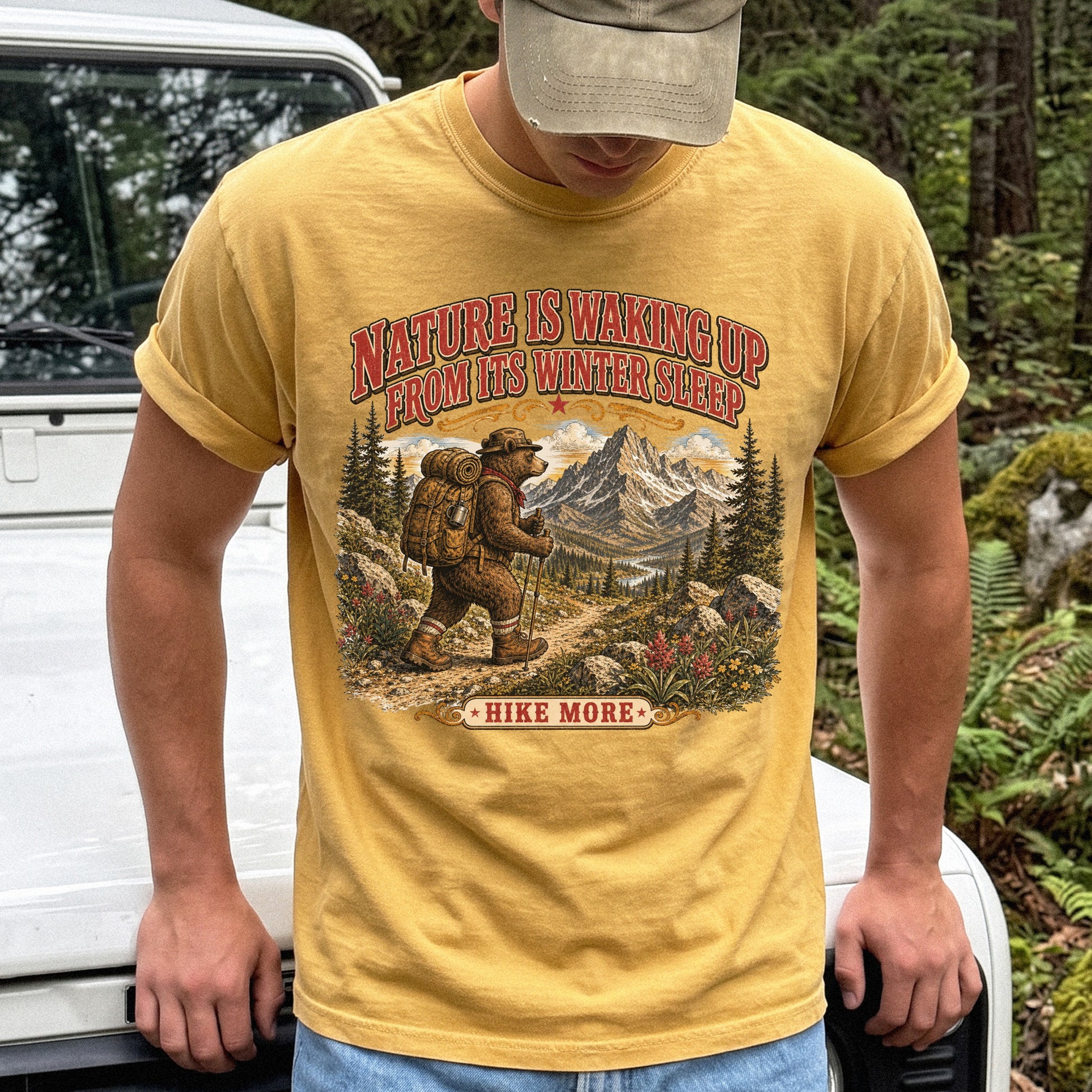 Nature Is Waking Up Hike More Comfort Colors Shirt – Bear Hiking Tee