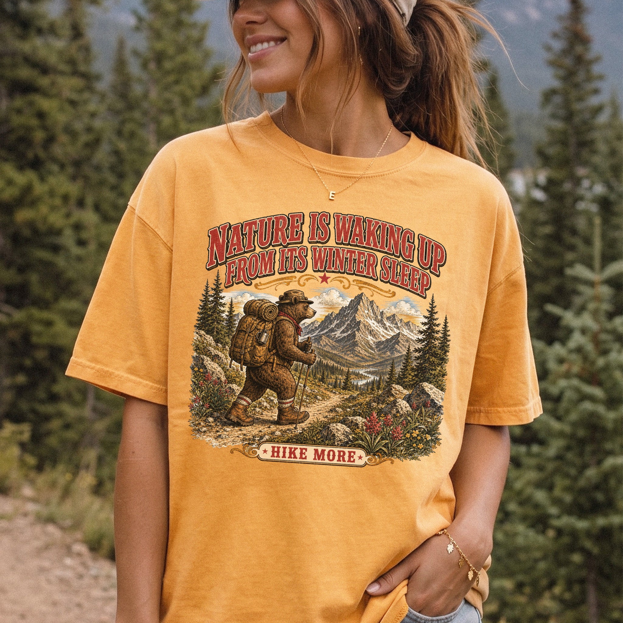 Nature Is Waking Up Hike More Comfort Colors Shirt – Bear Hiking Tee